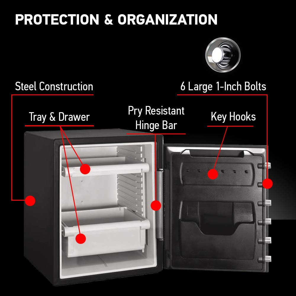 SentrySafe Black Fireproof Waterproof Floor Safe with Dial Combination Lock for Home or Office, 2.05 Cubic Feet, SFW205CWB: 2.05 cu.ft. 1-Hr. Fireproof, Combination, Bolt-Down Safe