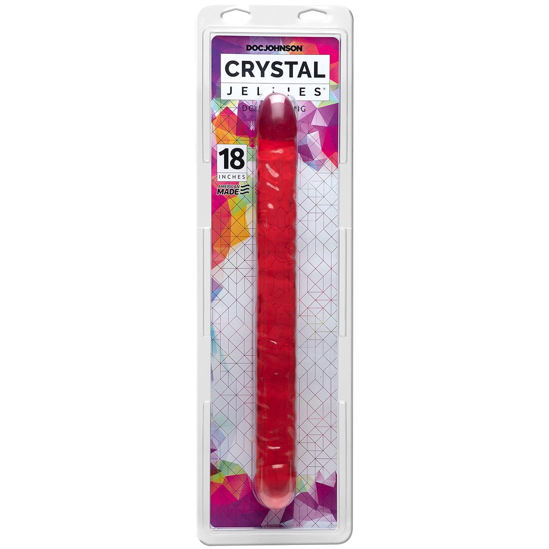 Doc Johnson Crystal Jellies - Double Dong -18 Inch - 1.8 Inches Wide - Double Sided Dildo - Proudly Made In America - Purple: Veined Pink