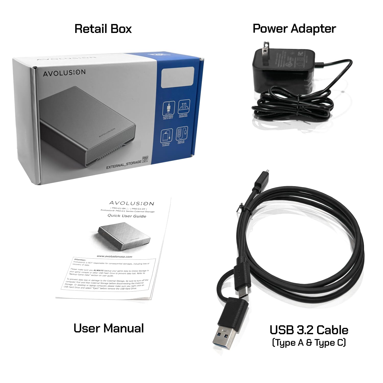 Avolusion PRO-G1 12TB USB 3.2 Gen 2 (10Gbps) USB-C External Hard Drive with USB 3.0 HUB for Windows or MacOS Desktop PC/Laptop