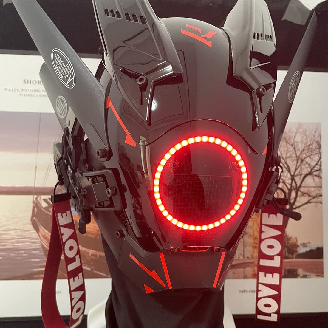OYDL Cosplay Helmet for Men, Futuristic Tech Punk Mask with LED Light for Cyberpunk Cosplay: Type G
