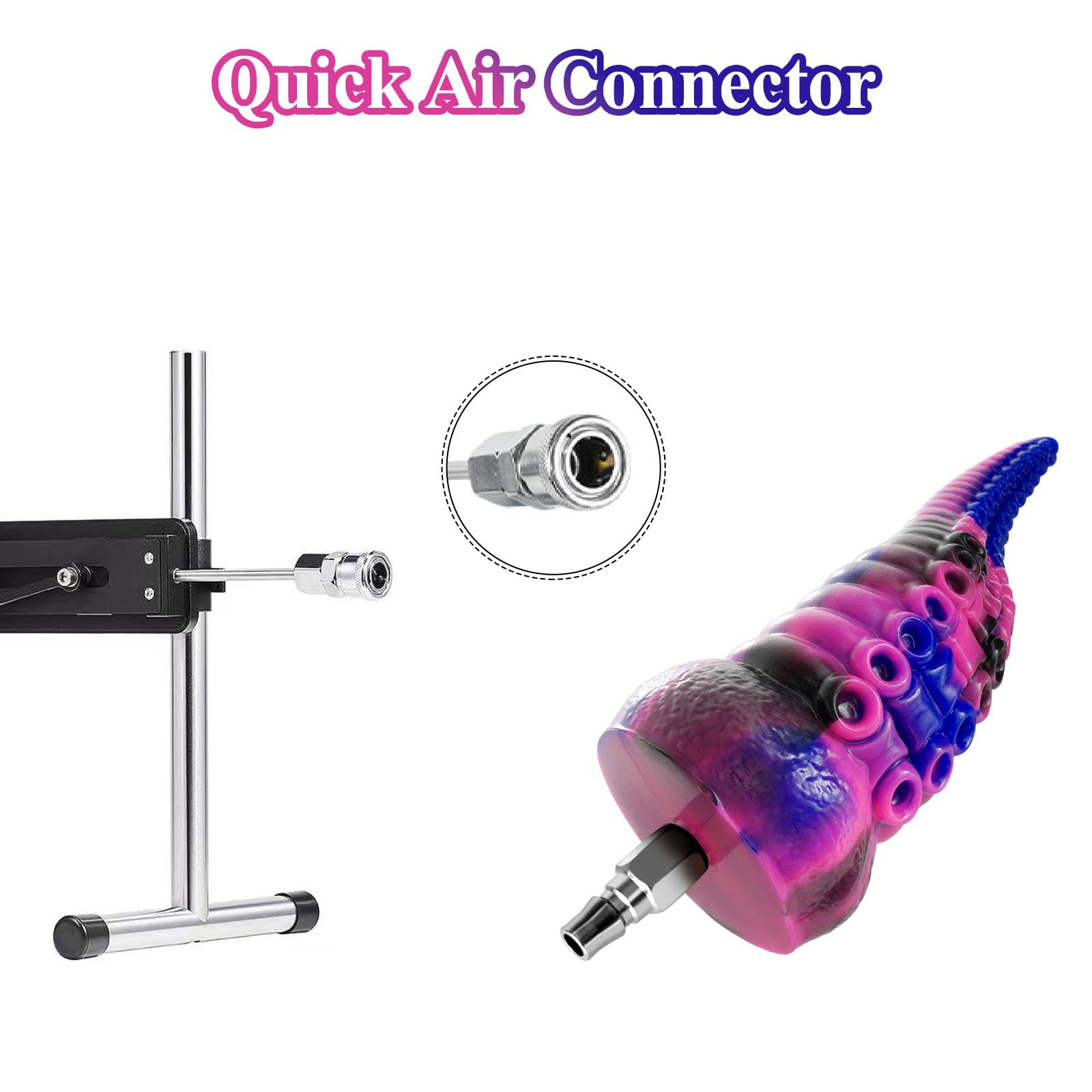 Samko Sex Machine Attachments,7 in Silicone Tentacle Dildo with Quick Air Connector for Thrusting Sex Machine