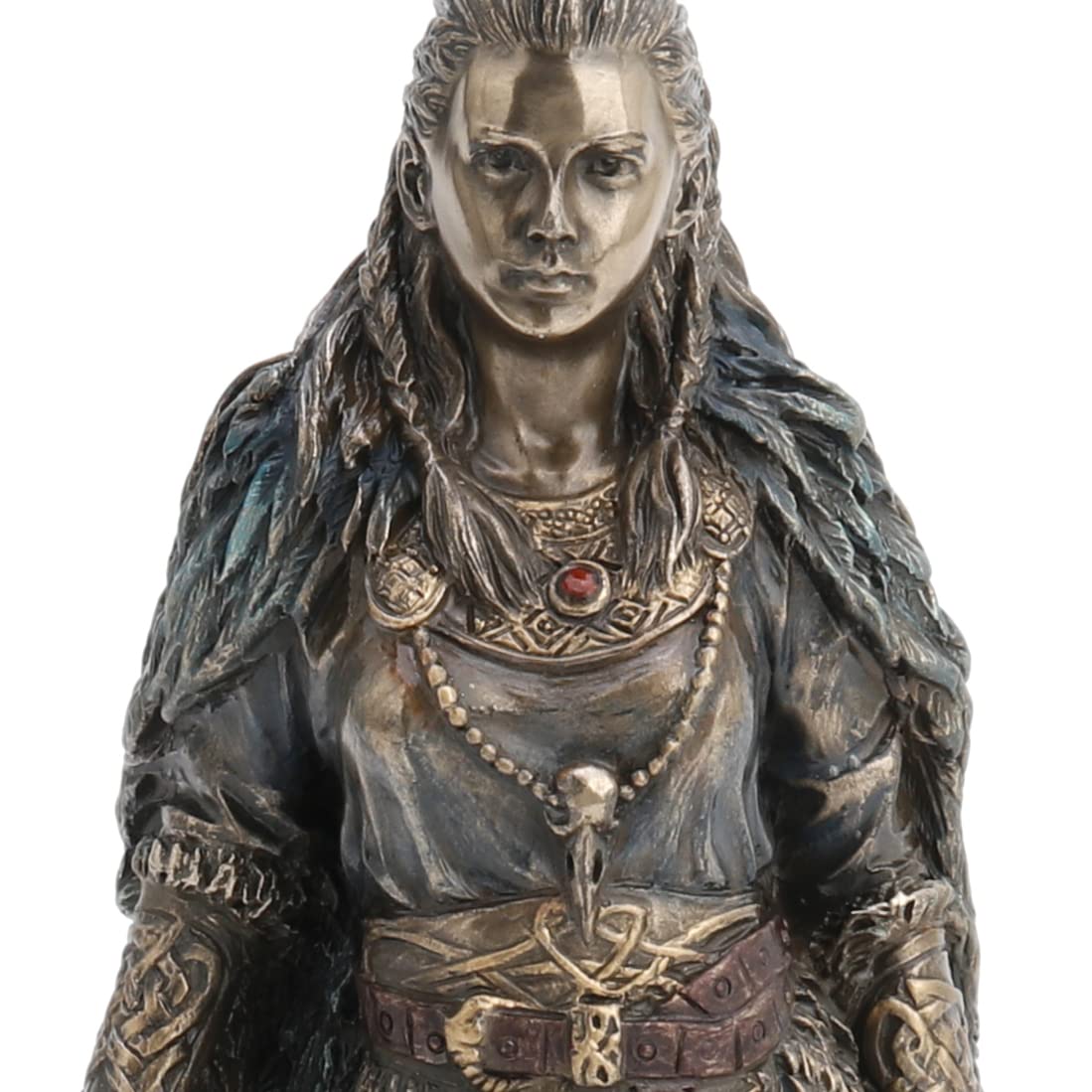 Veronese Design 8 1/4 Shield Maiden Freya Norse Goddess of Love Beauty and War Cold Cast Resin Sculpture Antique Bronze Finish Statue