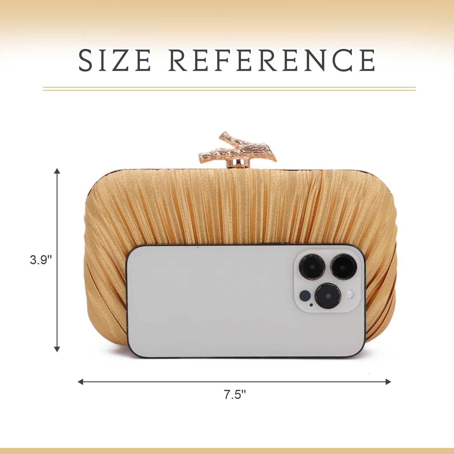 Freie Liebe Clutch Purses for Women Evening Bag Pleated Clutch Bag with Chain for Wedding Party thumbnail 2