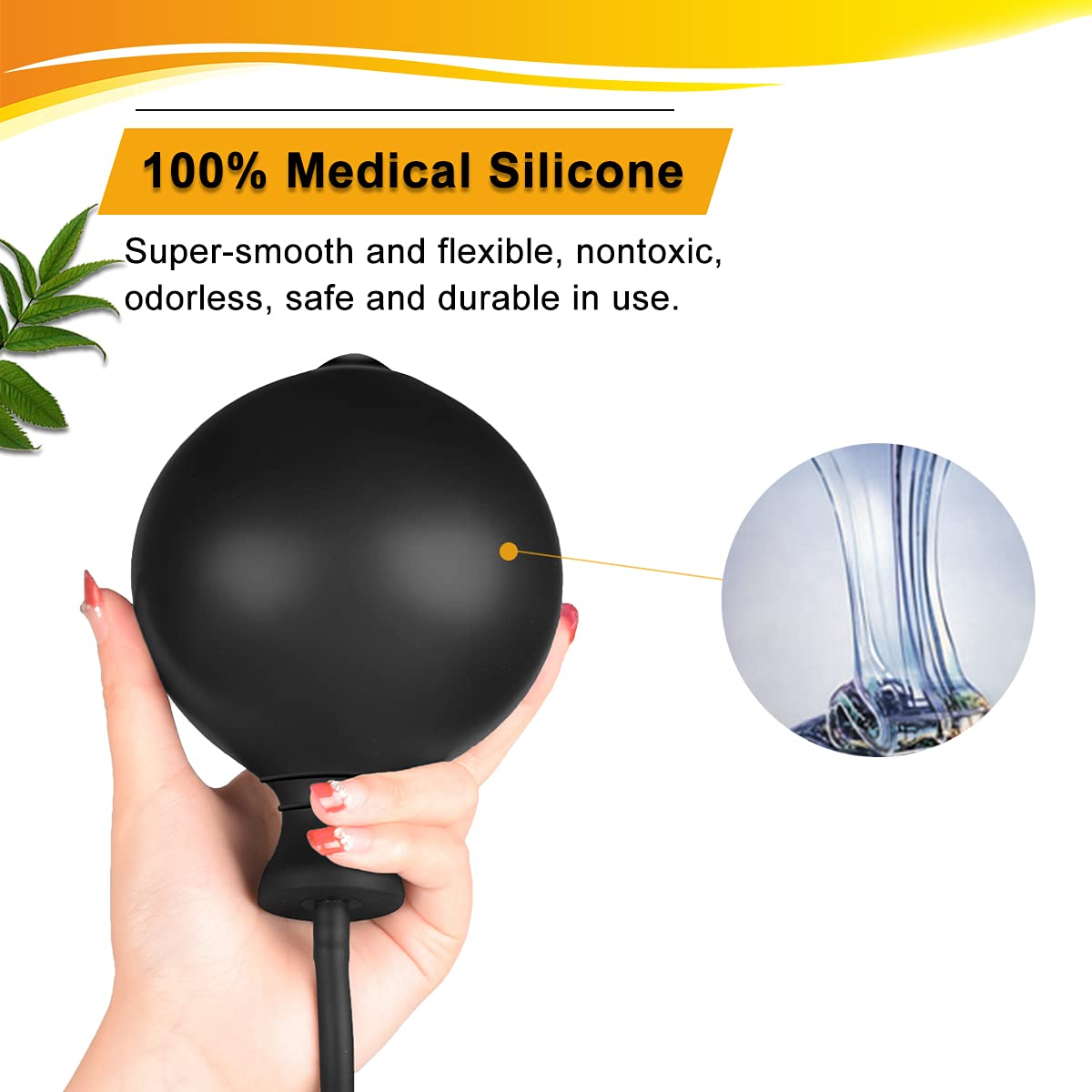 Silicone Expand Inflatable Anal Plug - Body-Safe Medical Grade Waterproof Butt Sex Toy for Male, Female and Beginners (Black Classic Style): Rippled Style