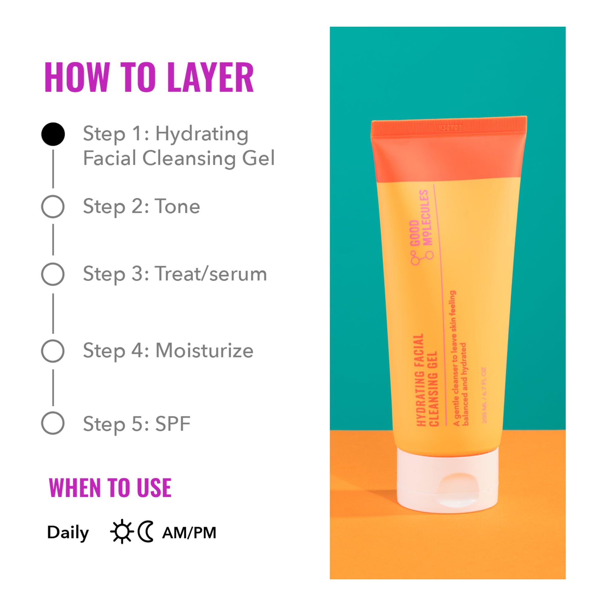 Good Molecules Hydrating Facial Cleansing Gel - Face Wash with Rosewater and Pineapple Extracts to Brighten, Cleanse, and Moisturize - Facial Cleanser, Skin Care thumbnail 4
