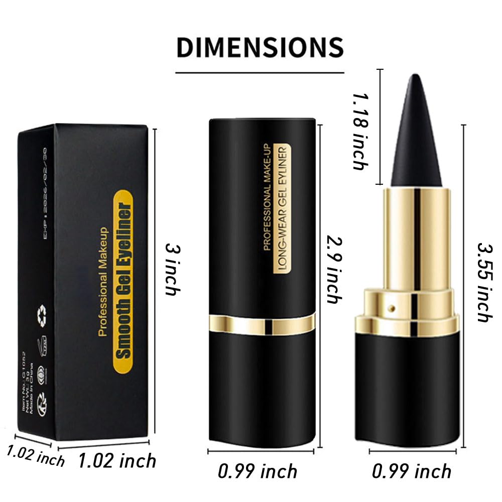 Kaely 2Pcs Gel Eyeliner Pencil, Natural Black Eyeliner Cream for Waterline, Liquid Eye Liner Waterproof Smudge Proof, Black Smoky Eyeshadow Palette Halloween Makeup, delineador de ojos contra el agua: 1 Count (Pack of 1) A-04 Black