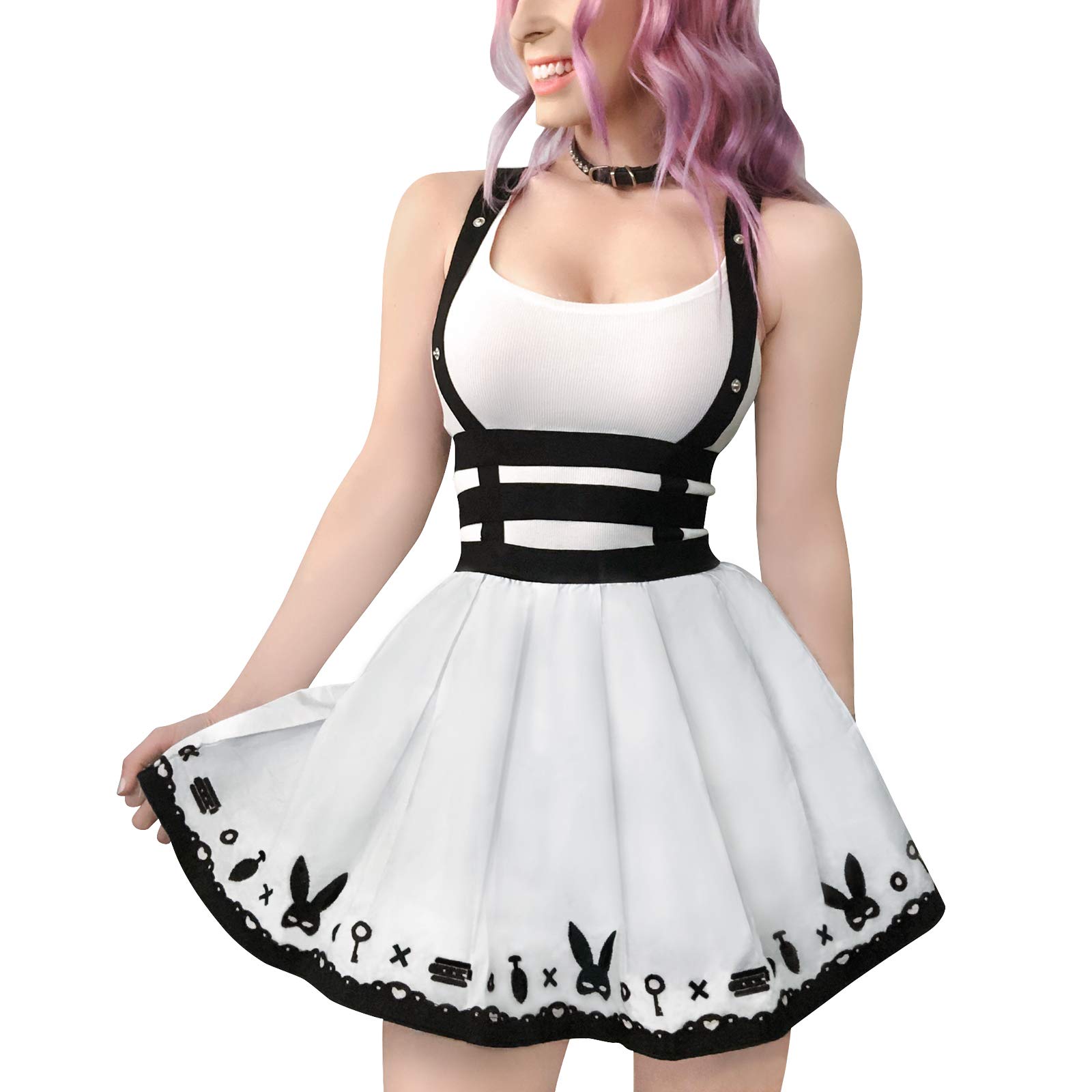 Littleforbig Overall Skirt Romper - Bunny Overall Skirt: Black Small