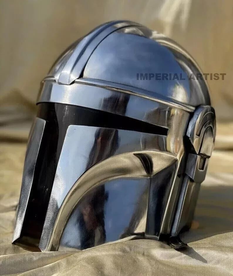 Generic Handcrafted Metal Orion Stainless Steel Mando-lorian Helmet Series Star War's With Inner Liner For Roleplay Cosplay Head Wear Prop Accessory, Medium, As Shown in Image
