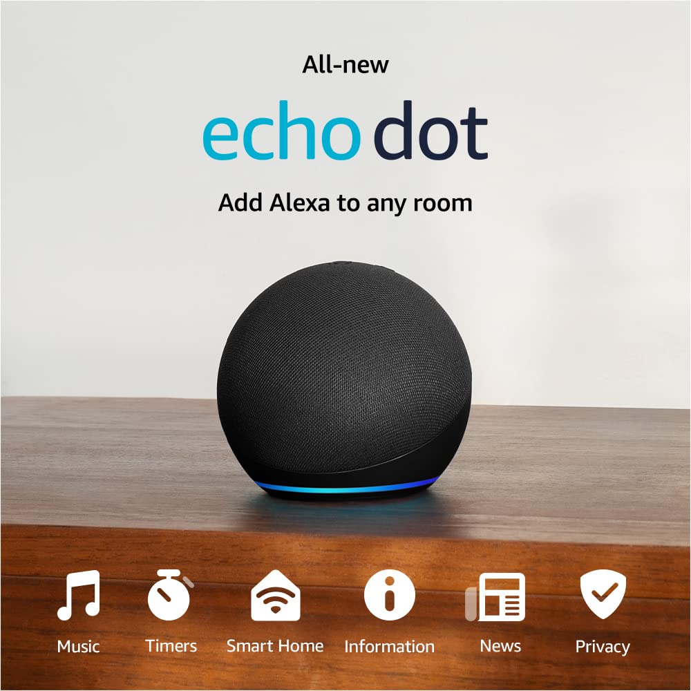 Amazon Echo Dot (newest model), Vibrant sounding Alexa speaker, Great for bedrooms, dining rooms and offices, Charcoal: Charcoal Device only