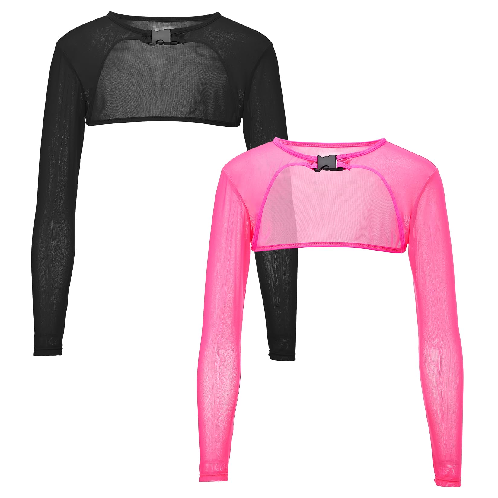 Century Star Mesh Crop Tops for Women See Through Shrug Long Sleeve Open Front Fishnet Cover Up Sexy Rave Outfits Sheer