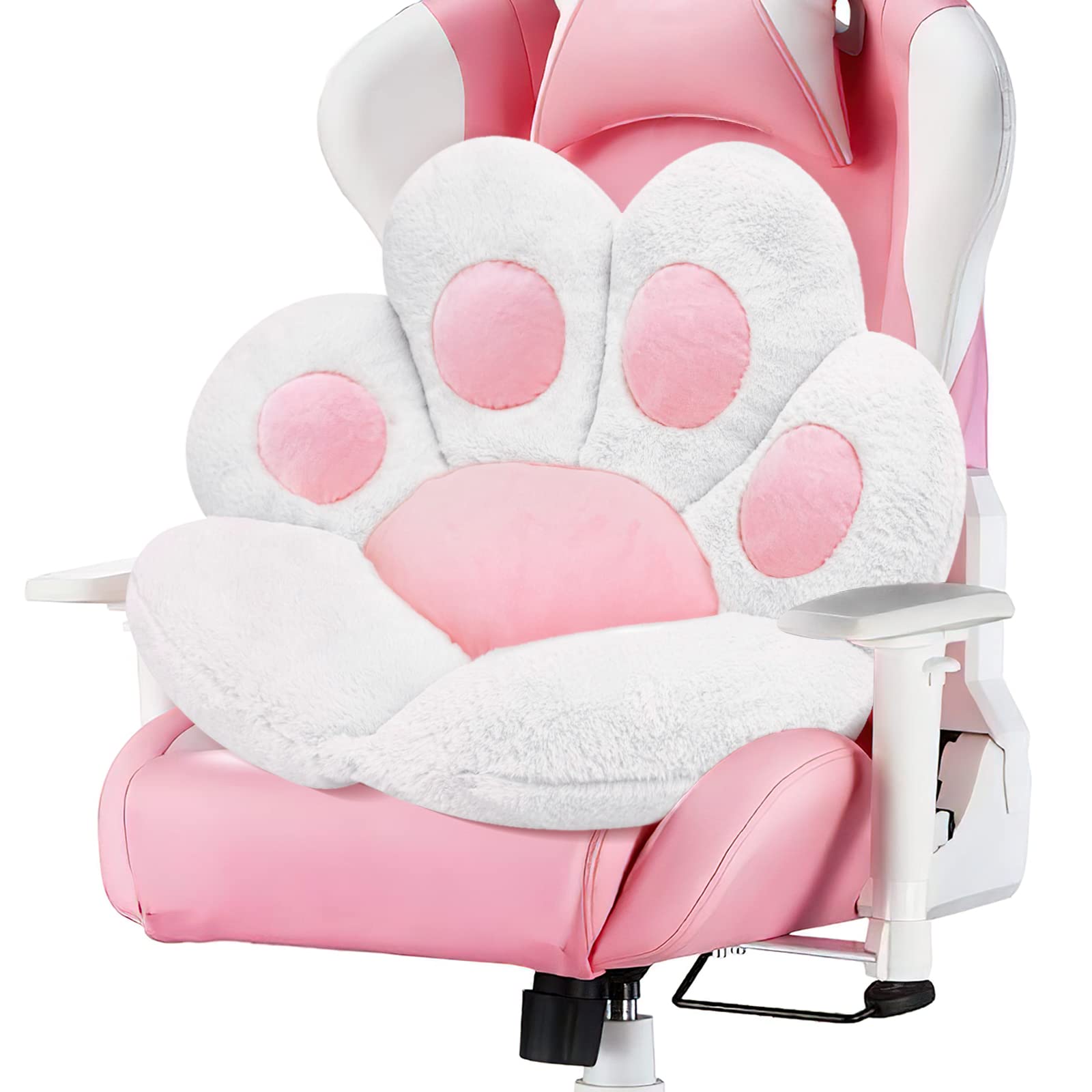 MOONBEEKI Cat Paw Cushion Chair Comfy Kawaii Plush Seat Cushions Shape Lazy Pillow for Gamer Chair 28"x 24" Cozy Floor Cute Seat Kawaii for Girl Worker Gift, Dining Room Bedroom Decorate Black: White 28 Inch
