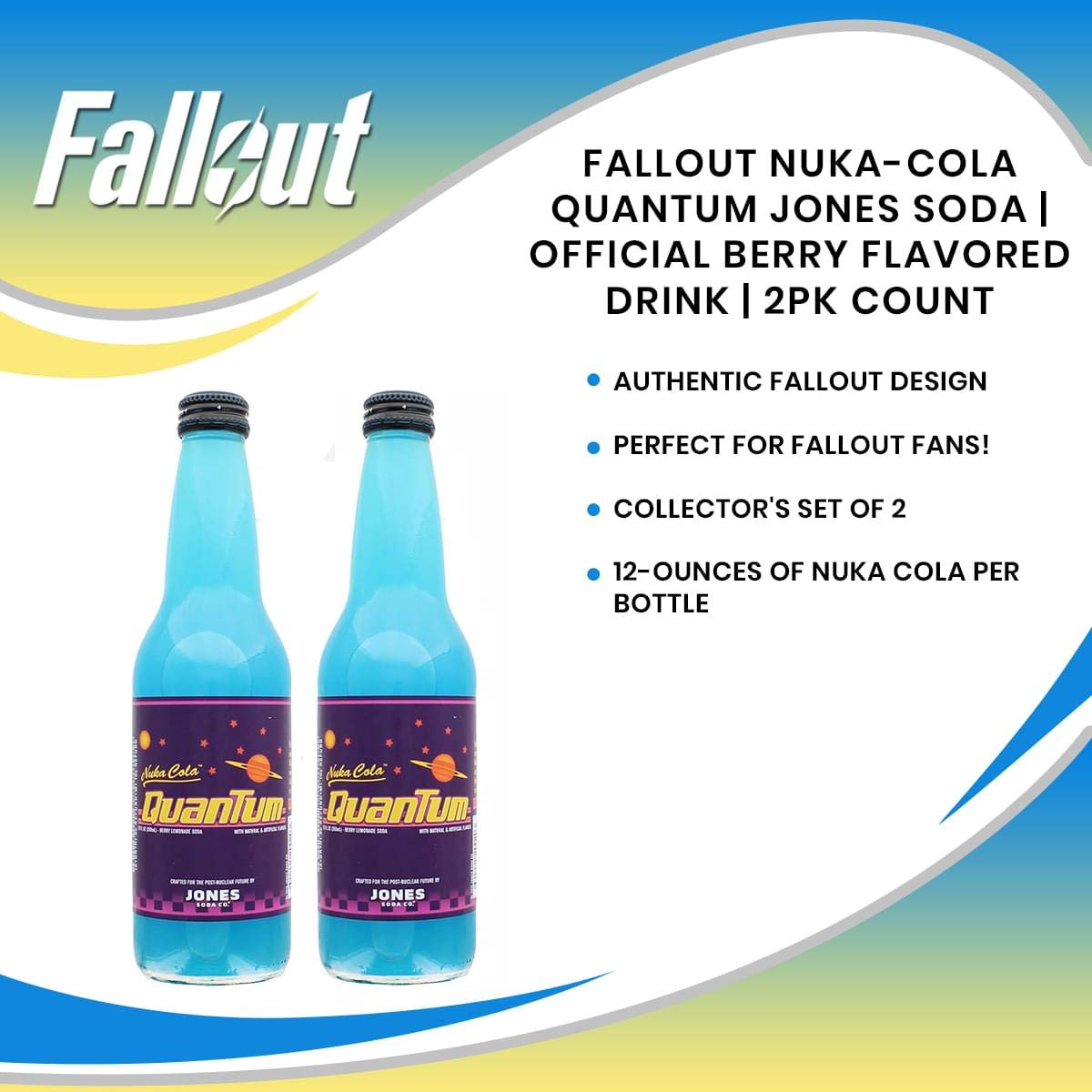 Jones Soda Co. Fallout Nuka-Cola Quantum Official Berry Flavored Nuka-Cola Soda | Bottles of 12oz | Pack of 2