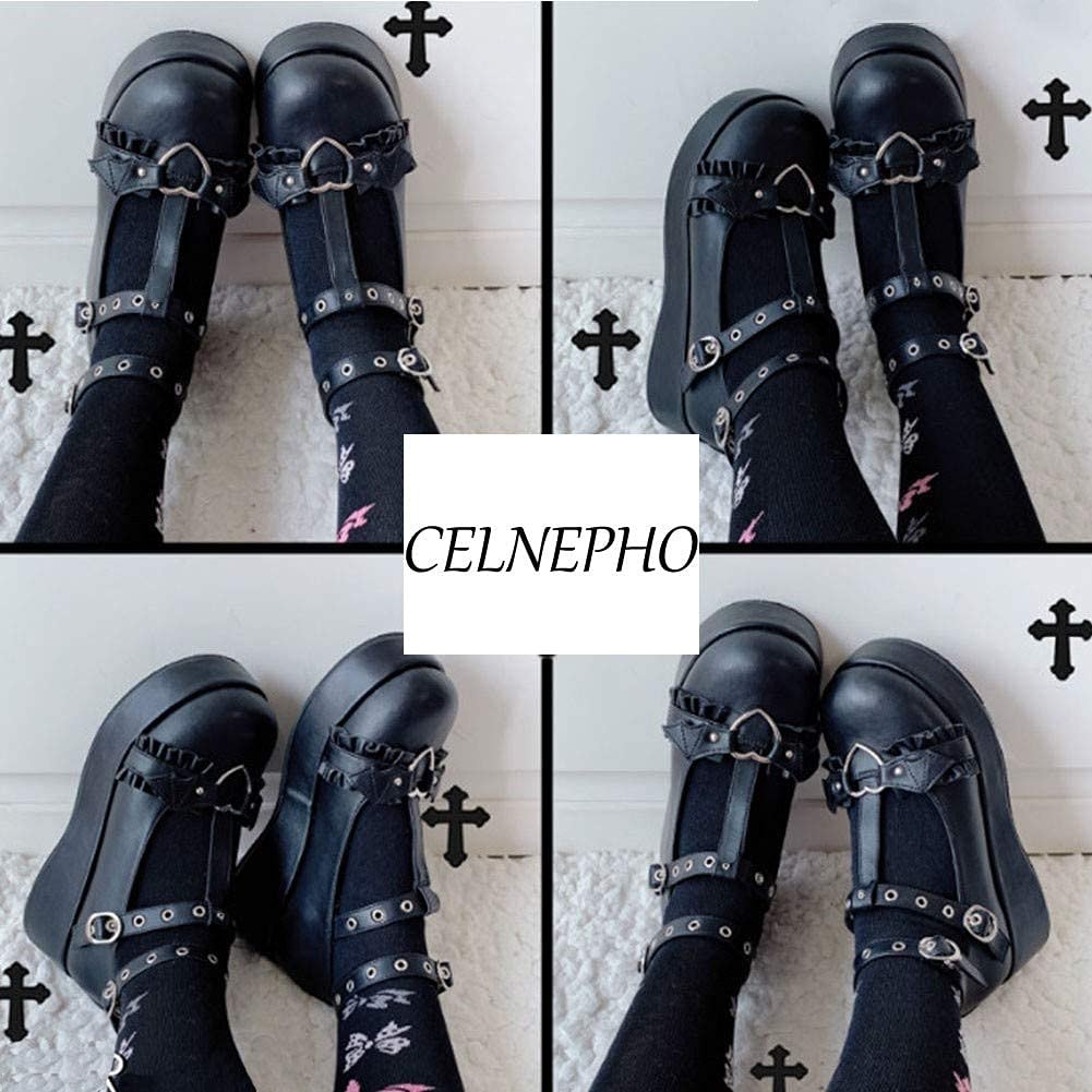 CELNEPHO Mary Jane Shoes Women Cute Ankle Strap Platform Wedge High Heel Pumps Gothic Party Dress Shoes for Women - Image 3