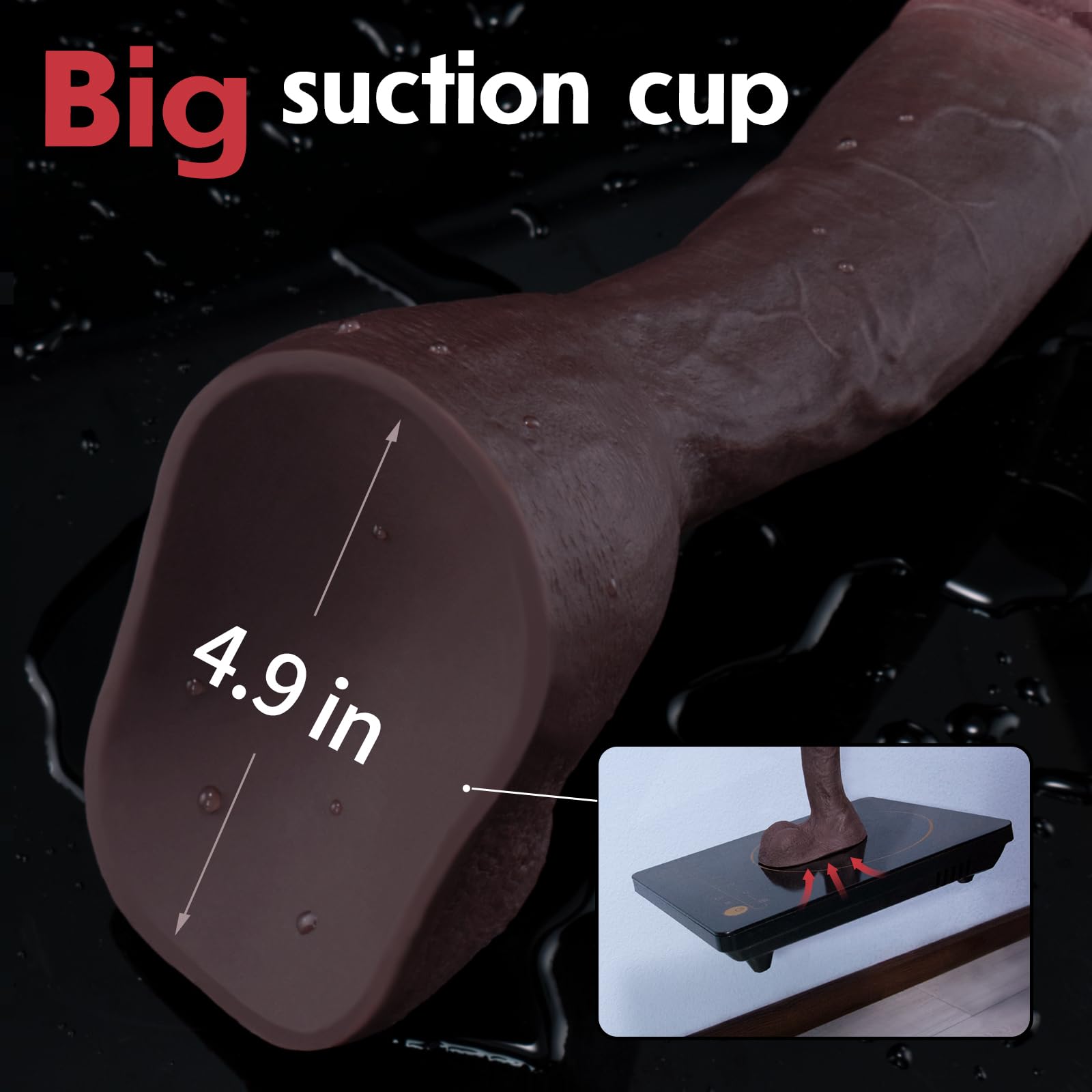 9 Inch  Realistic Dildo Feels Like Skin, with Huge Strong Suction Cup Dildos for Hands-Free Play, Soft Liquid Silicone Anal Adult Sex Toys for Men and Women Pleasure: Black