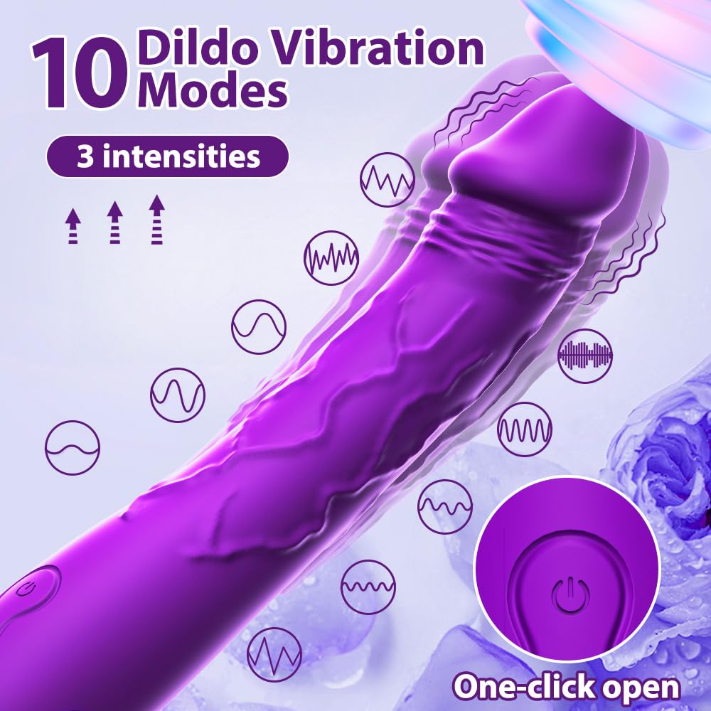 7.6 Inch Realistic Dildo Vibrator for Women，10 Powerful Vibration Modes for Clitoral and G-spot Stimulation, Waterproof Rose Adult Sex Toys for Women and Couples: Purple
