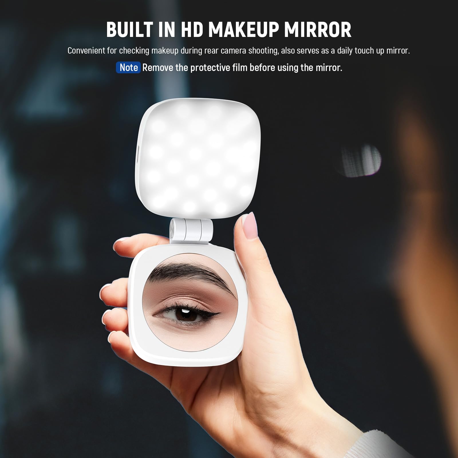 NEEWER BASICS Magnetic Selfie Light Compatible with MagSafe iPhone, CRI95 700lx/0.3m Folding LED Phone Fill Ring Lighting with Mirror for Zoom Makeup Photography Recording Video Conference, NL48B: White