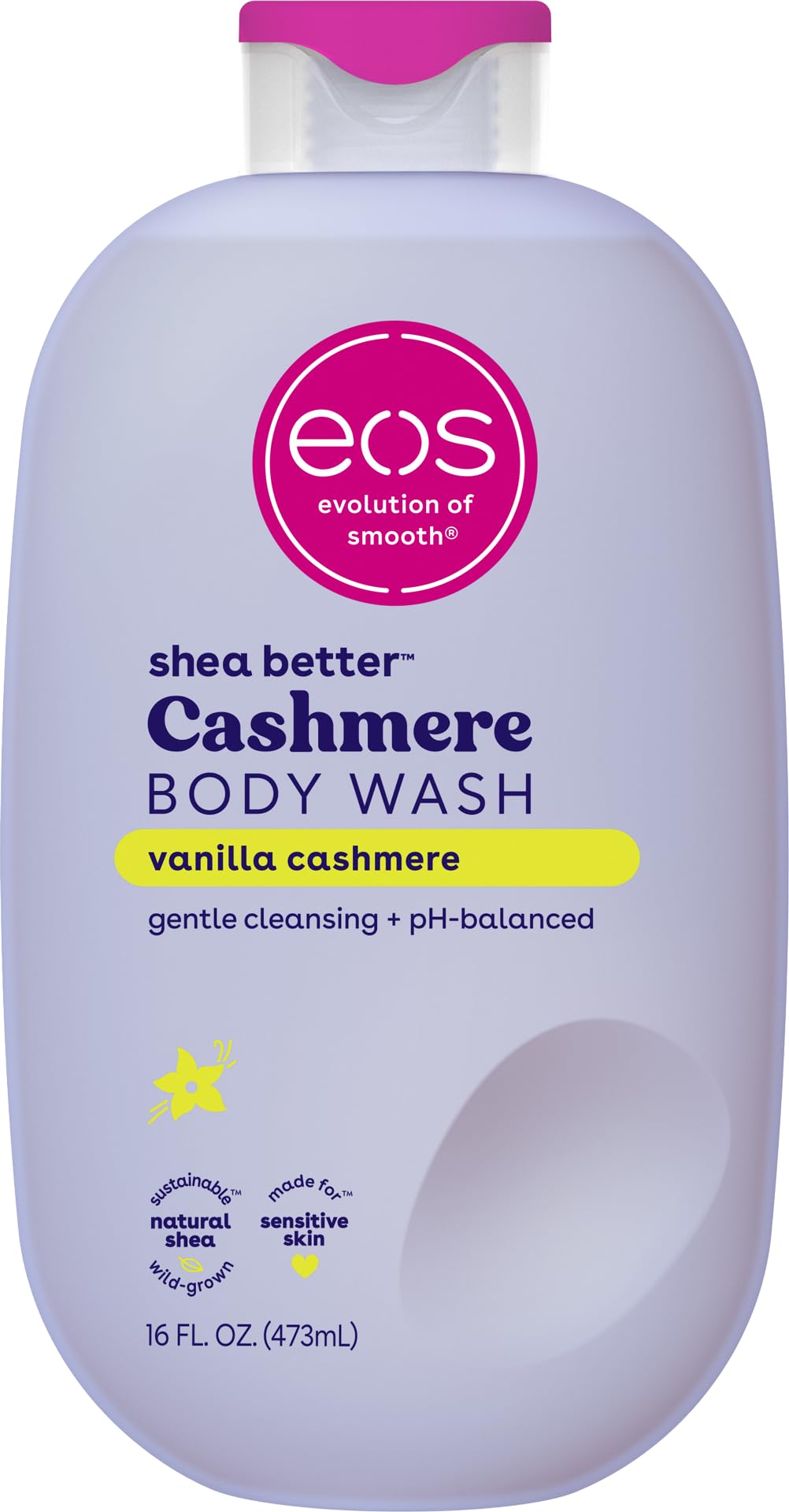 eos Shea Better Cashmere Body Wash, Fresh & Cozy, Moisturizing, pH Balanced Body Wash, Creamy Gel Formula, Paraben & Phthalate Free, Sensitive Skin, 16 fl oz: Vanilla Cashmere 16 Fl Oz (Pack of 1)