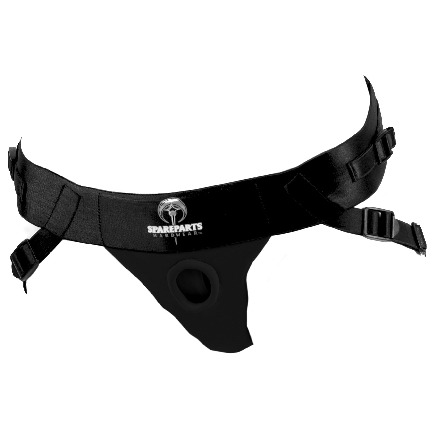 SpareParts HardWear Joque (Double Strap) Harness Adjustable and Washable Size A, Belt 20-50Inch HIPS, Leg Straps 10-16Inch: 20-50 Inch (Pack of 1) Black