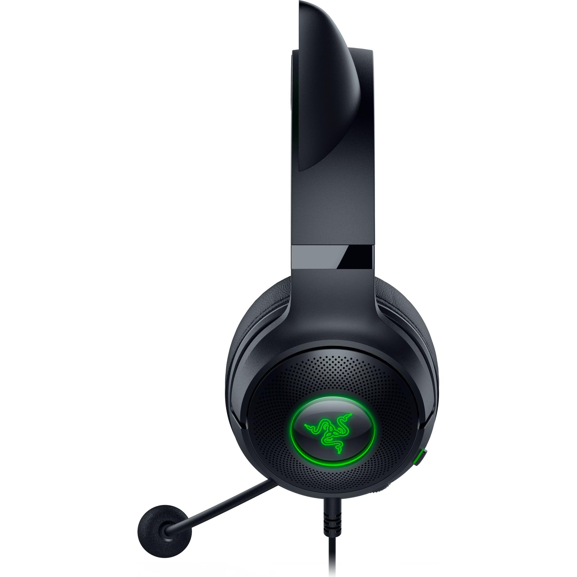 Razer Kraken Kitty V2 USB Wired Headset: Chroma RGB Kitty Ears - Stream Reactive Lighting - HyperClear Cardioid Mic - 40 mm Drivers - 7.1 Surround Sound - Comfortable Ear Cushions -: Black