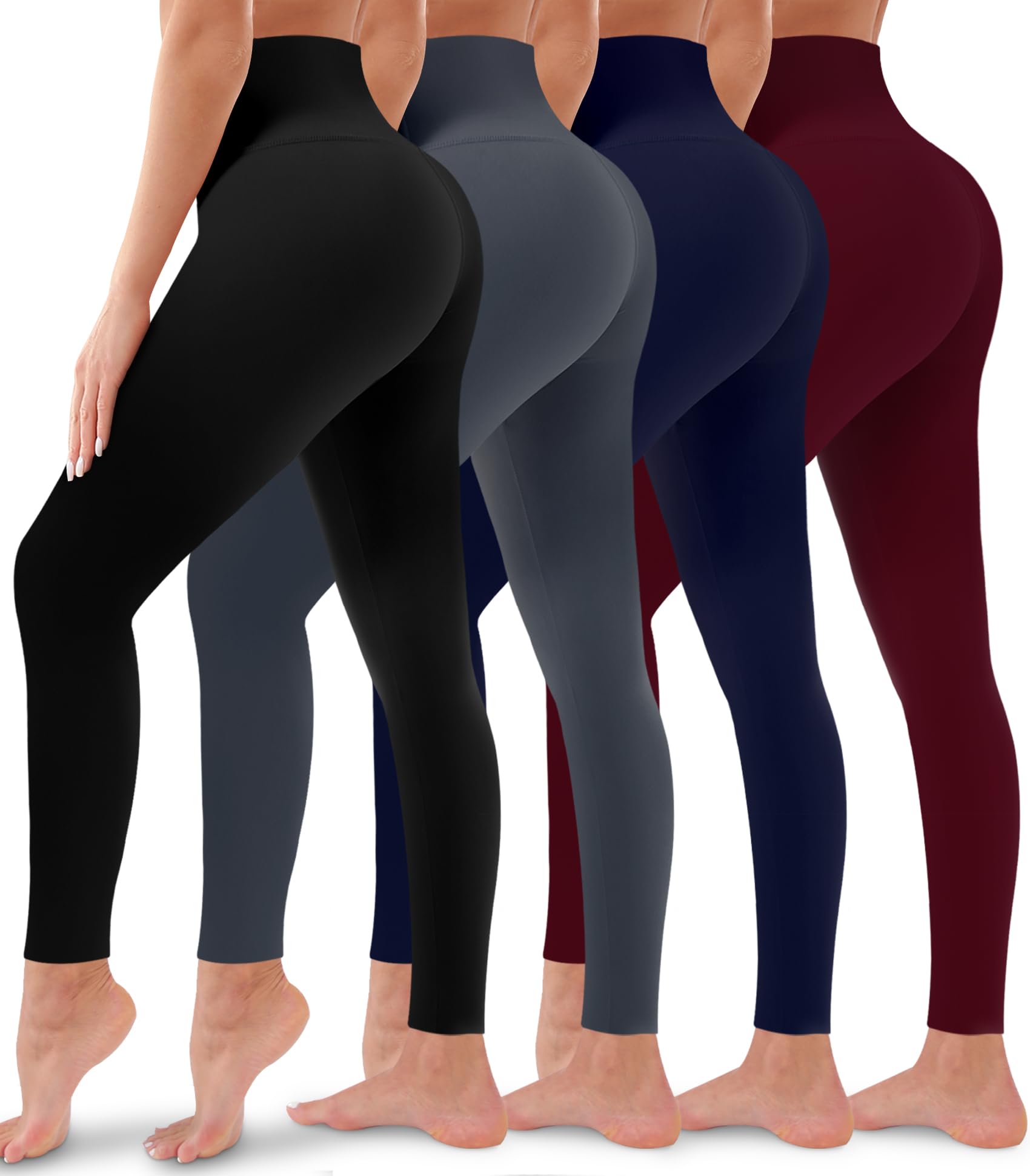 4 Pack Leggings for Women Butt Lift High Waisted Tummy Control No See-Through Yoga Pants Workout Running Leggings thumbnail 1