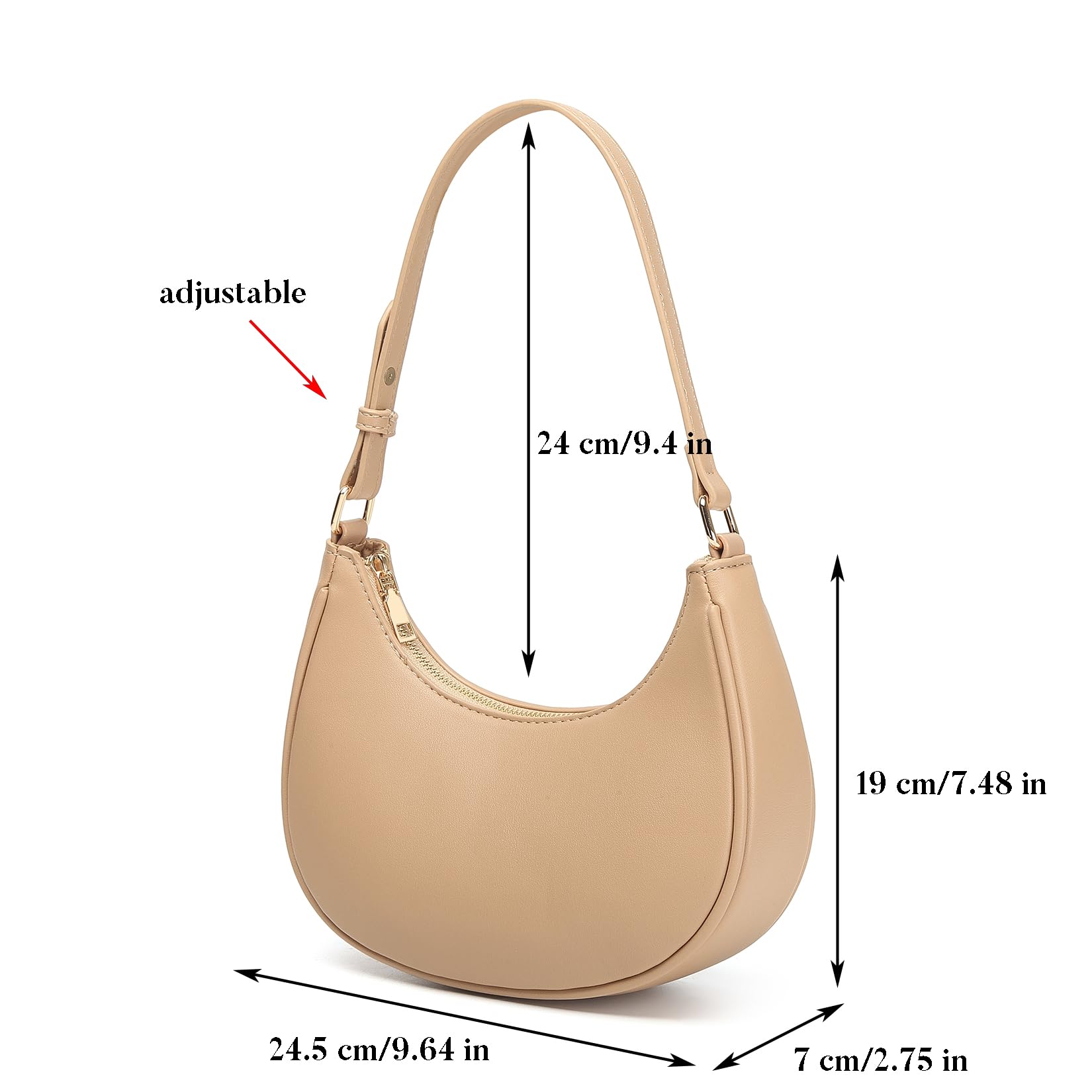Barabum Retro Classic Hobo Clutch Shoulder Tote Clutch HandBag with Zipper Closure for Women thumbnail 5
