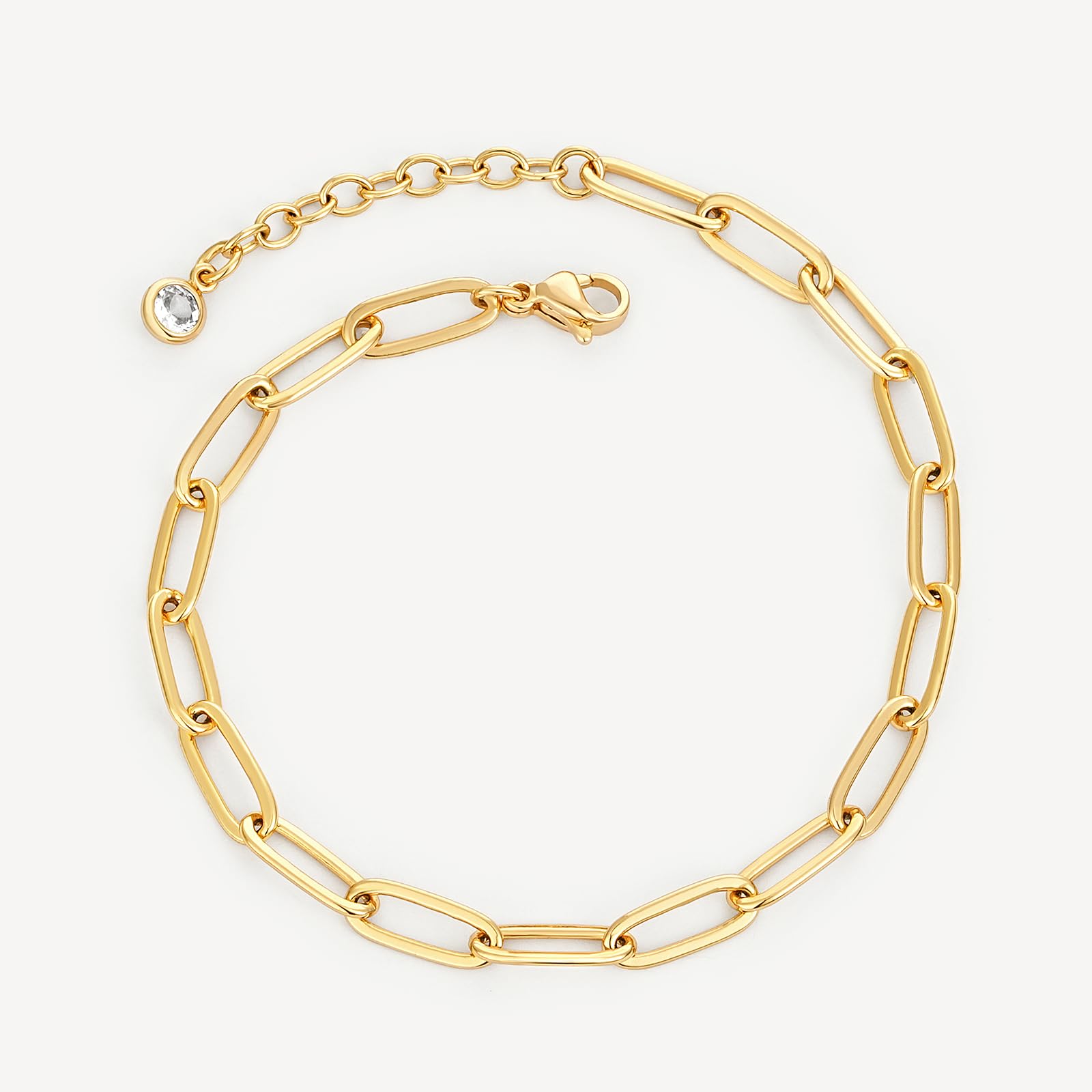 MEVECCO Bracelet for Women 14K Gold Plated Dainty Chain Simple Jewelry Cute Handmade Minimalist for Her: Paperclip Chain Oval