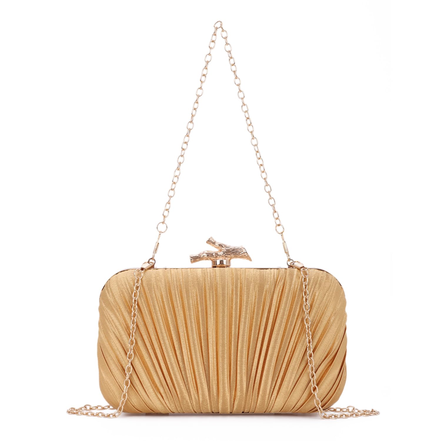 Freie Liebe Clutch Purses for Women Evening Bag Pleated Clutch Bag with Chain for Wedding Party thumbnail 5