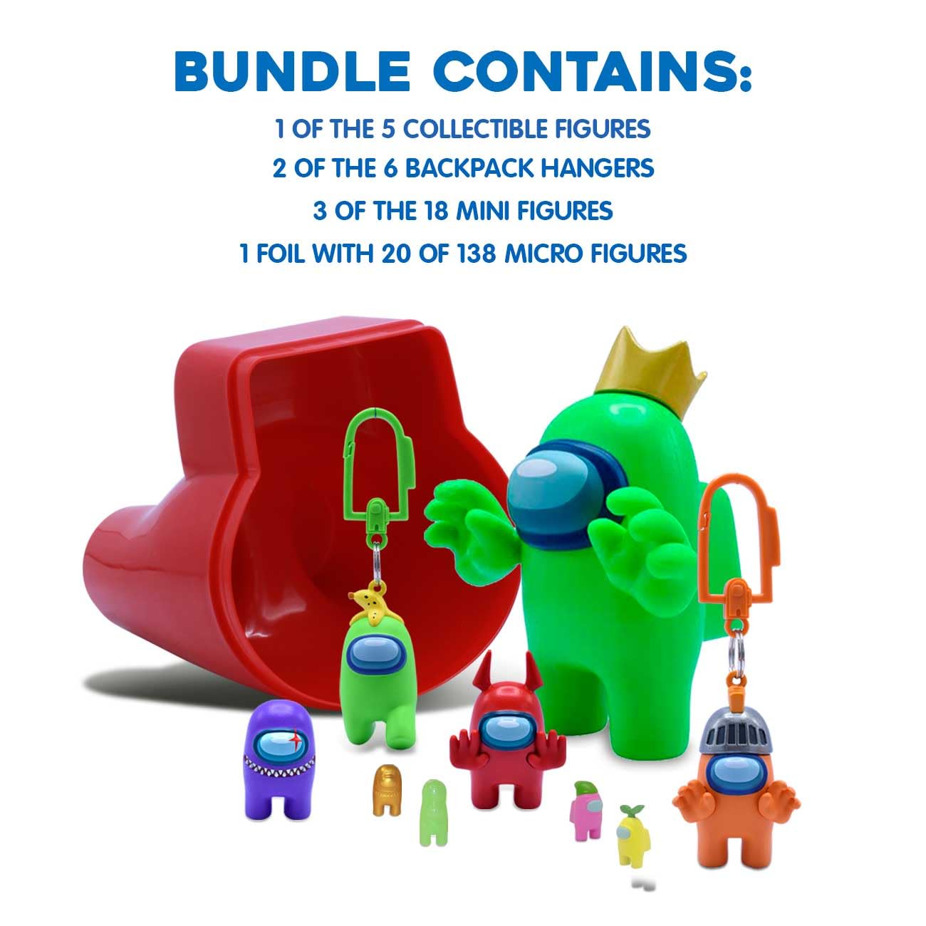 Just Toys LLC Among Us Ultimate Surprise Bundle – 25+ Collectibles: Large Crewmate, 20 Micro‑Figures, 3 Mini‑Figures & 2 Backpack Hangers – Licensed Kids Toy Gift