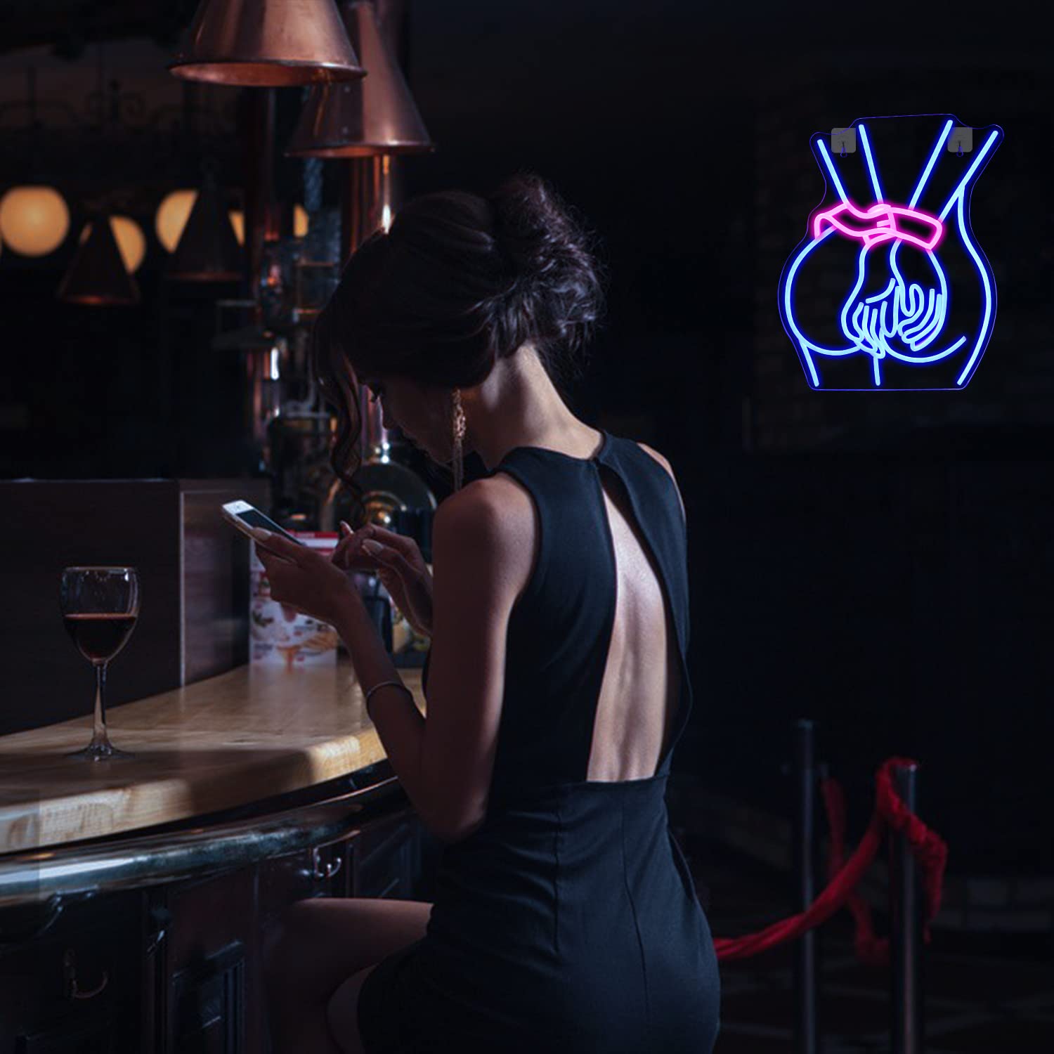 Looklight Lady Neon Sign,Neon Sign for Wall Decor,Lady Back Neon Light Up Sign,LED Sign Blue Neon Sign for Bedroom Man Cave Game Room Home Party Art Decor,Bar,Club: girls