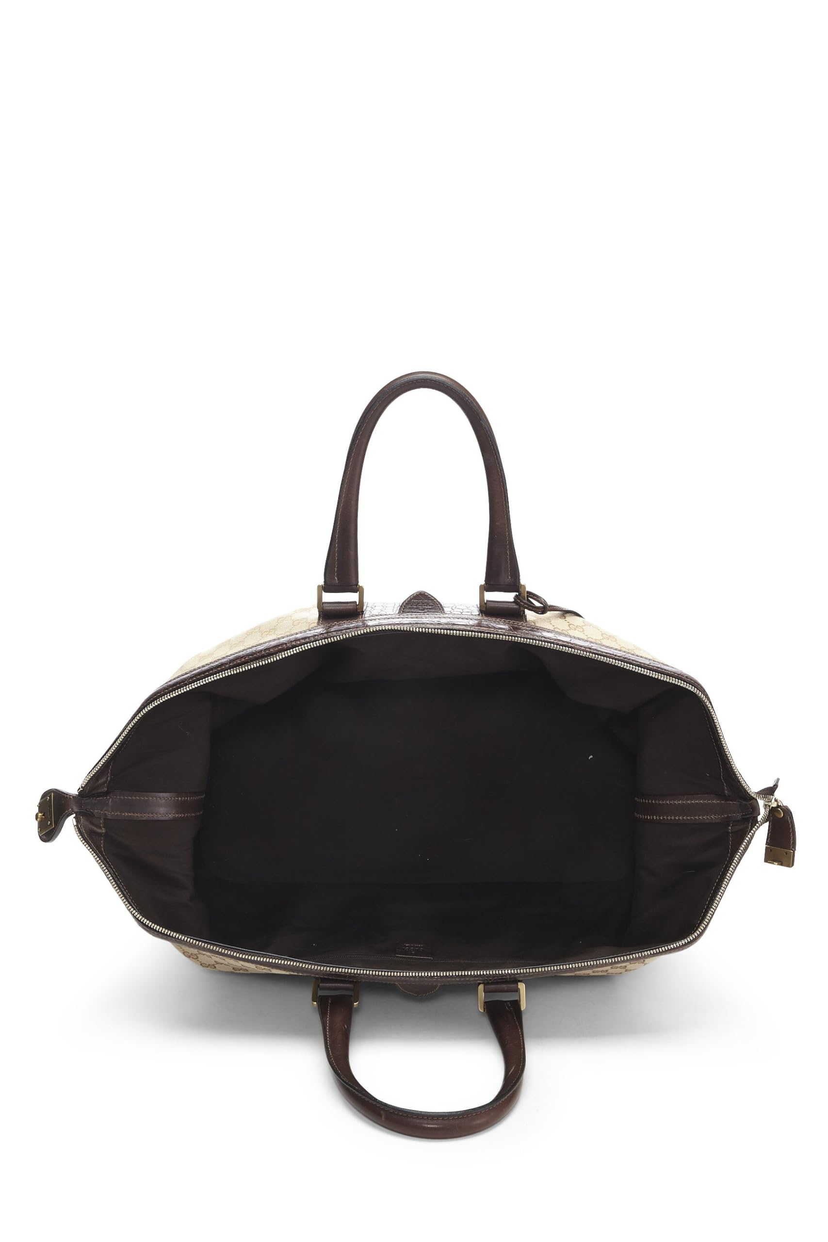Gucci, Pre-Loved Beige GG Canvas & Alligator Boston Large, Brown thumbnail 6