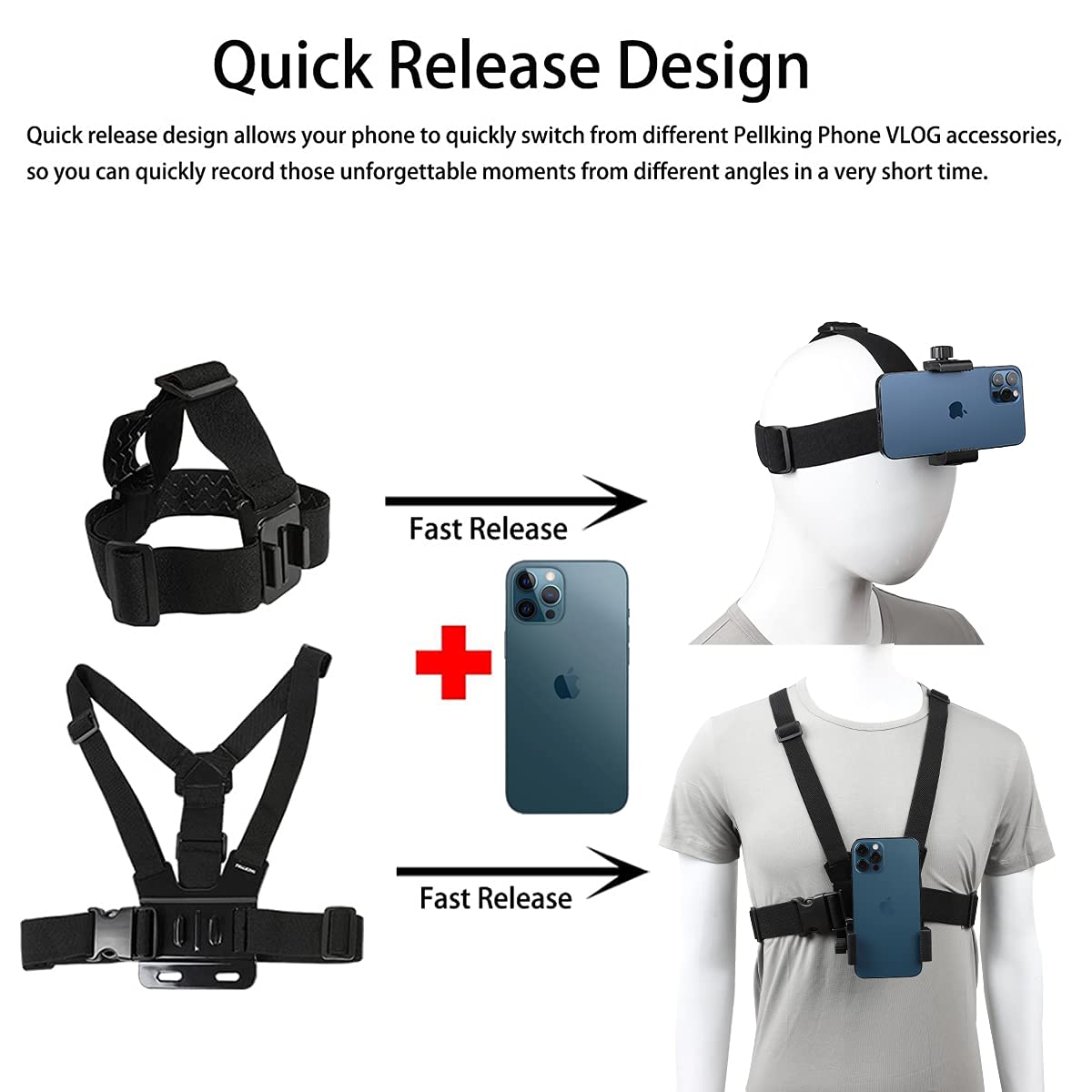 PellKing Mobile Phone Chest Strap Harness Mount Head Strap Holder Kit for POV/VLOG,Cell Phone Clip Compatible with iPhone,Samsung,GoPro Hero 9, 8,7, 6, 5, 4, 3,2, 1,AKASO,DJI Osmo,and Action Cameras…: PellKing Mobile Phone Chest Strap Harness Mount Head Strap Holder Kit for POV/VLOG,Cell Phone Clip Compatible with iPhone,Samsung,GoPro Hero 9, 8,7, 6, 5, 4, 3,2, 1,AKASO,DJI Osmo,and Action Cameras…
