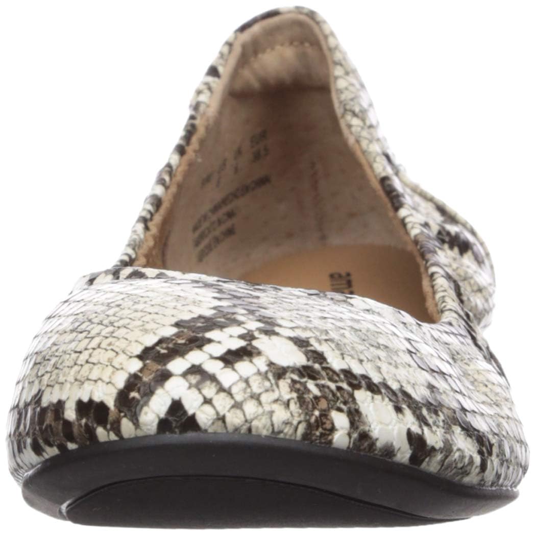 Amazon Essentials Women's Belice Slip On Ballet Flat: 7.5 Black White Faux Snake Skin