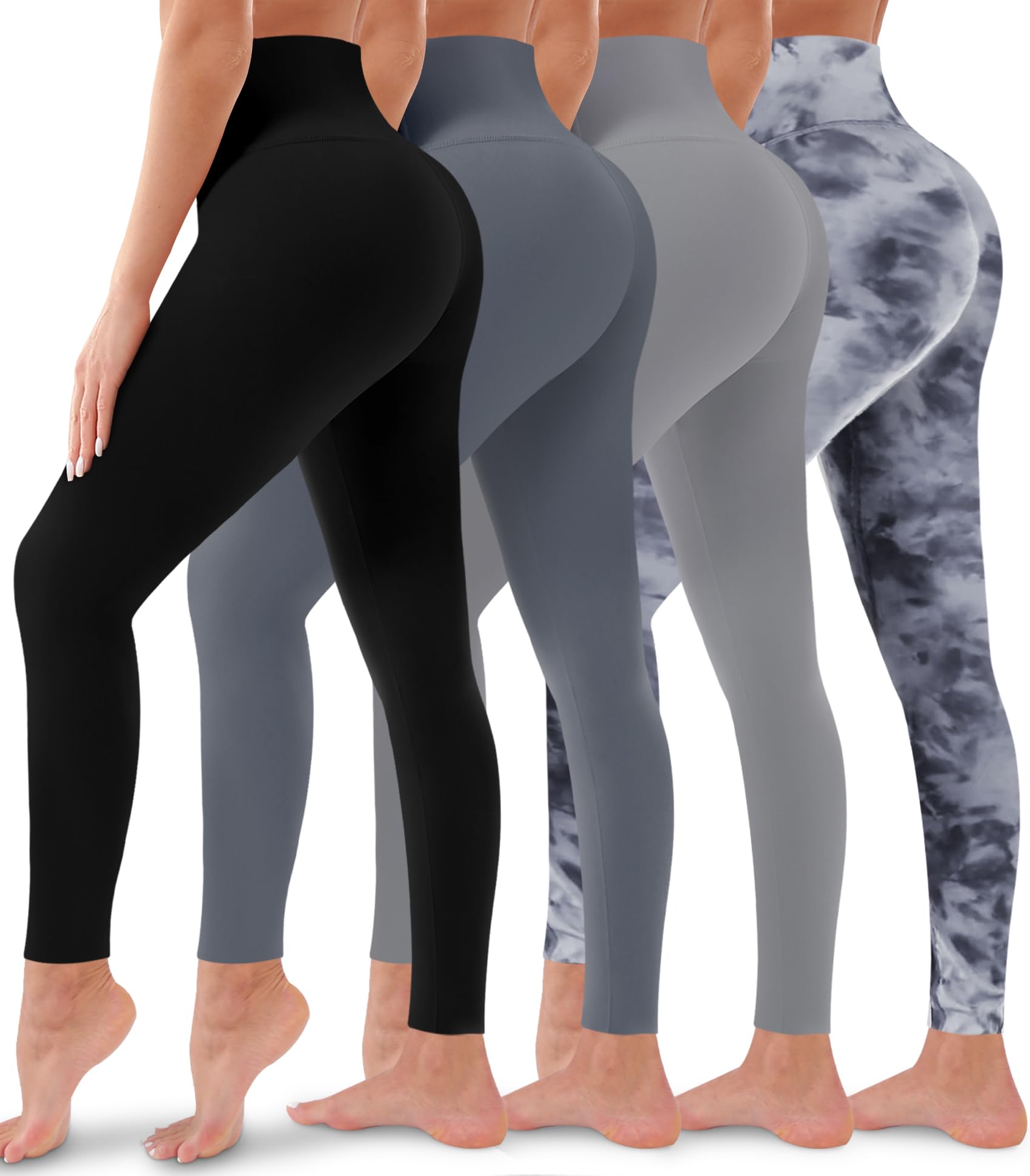 4 Pack Leggings for Women Butt Lift High Waisted Tummy Control No See-Through Yoga Pants Workout Running Leggings thumbnail 1
