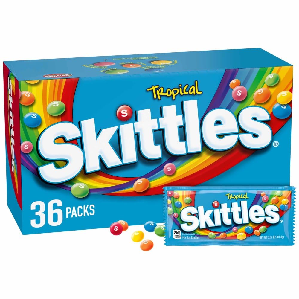 SKITTLES Tropical Summer Chewy Candy Assortment, 36 Ct Bulk Candy Box thumbnail 1