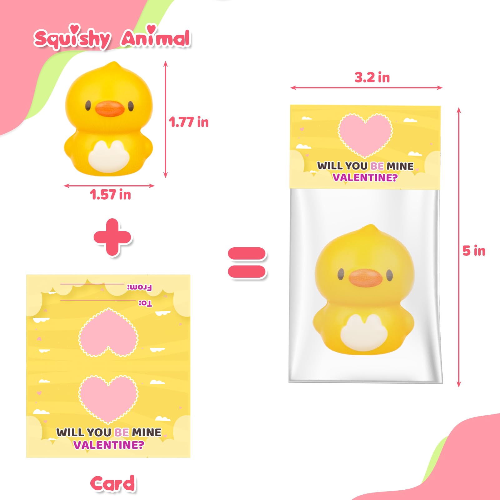 Gralima Valentines Day Gifts for Kids: 24PCS Animal Themed Squishy Toys & Cards, Ages 3-6, Pink, Green, Yellow, White, Orange, Purple, Blue thumbnail 3