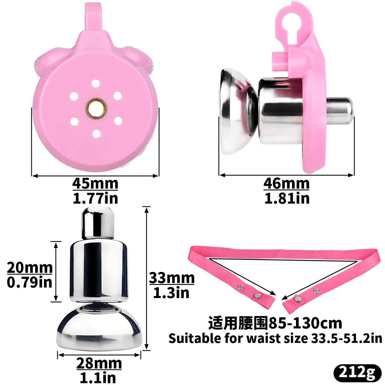 Resin & Stainless Steel Cock Chastity Cage Devices, Negative and Flat Locks Men Penis Cage, Urine Divertor, 2 Keys, and 4 Size Rings - Pink Sissy BDSM Male Sex Toys (Pink, Original): wear Pink