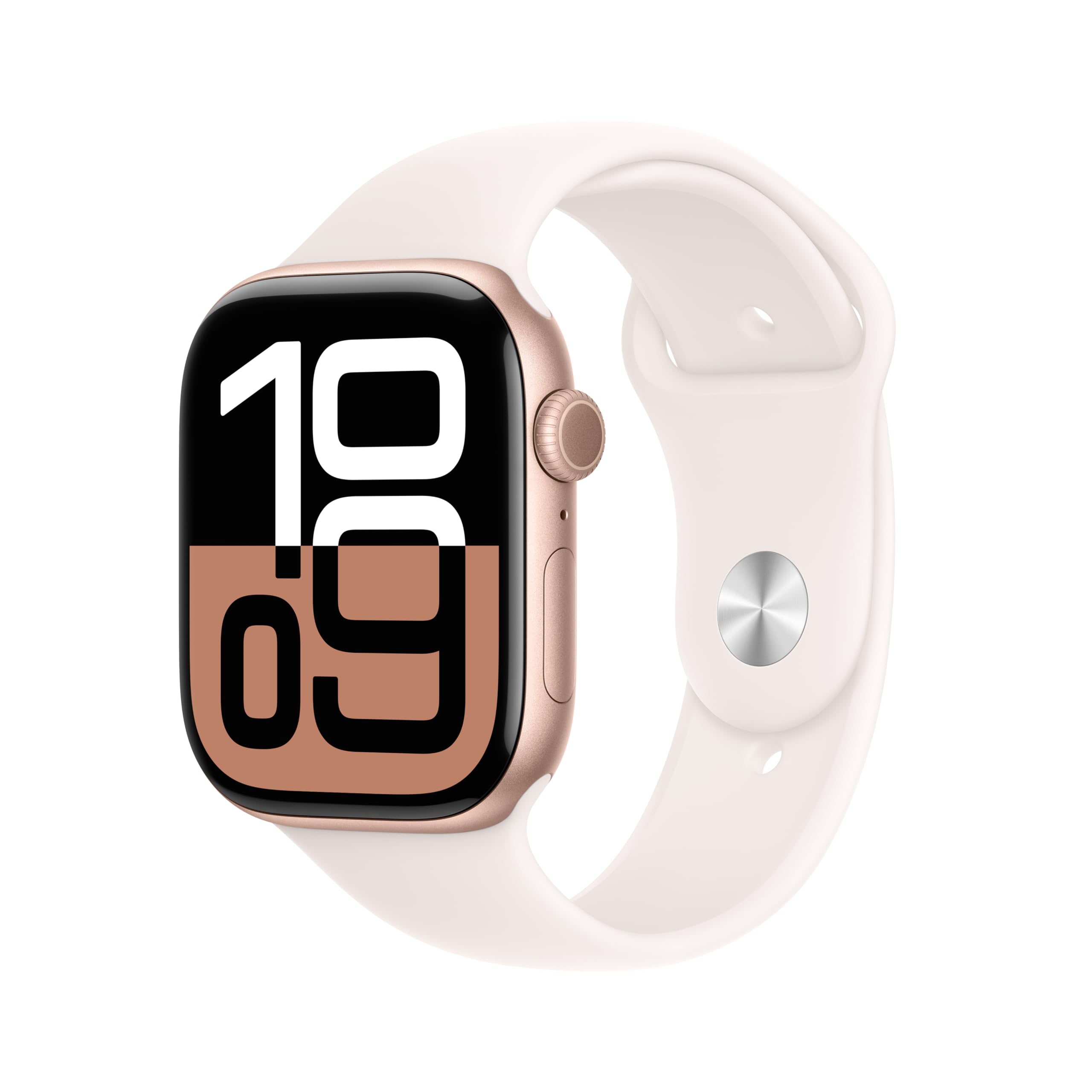 Apple Watch Series 10 [GPS 42mm case] Smartwatch with Silver Aluminium Case with Blue Cloud Sport Loop. Fitness Tracker, ECG App, Always-On Retina Display, Carbon Neutral: RoseGold Aluminium Case with LightBlush Sport Band 46mm case M/L - fits 160&#x2013;210mm wrists With AppleCare+ (2 Years)