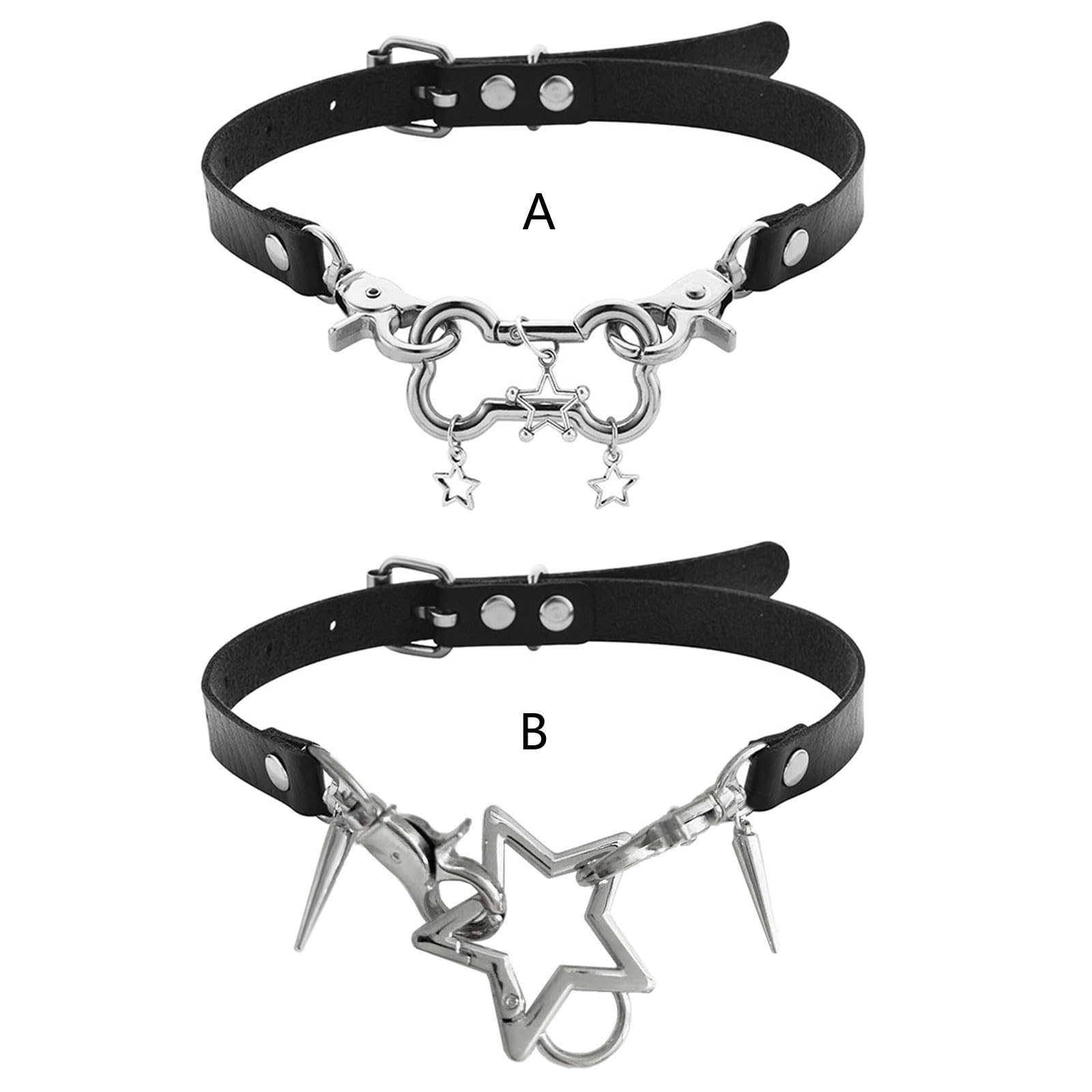 NUEYMS Pentagrams Big Bone Leathers O Style Choker DIY Star Pendant Necklace for Women Punk Aesthetic Necklace Accessory: A