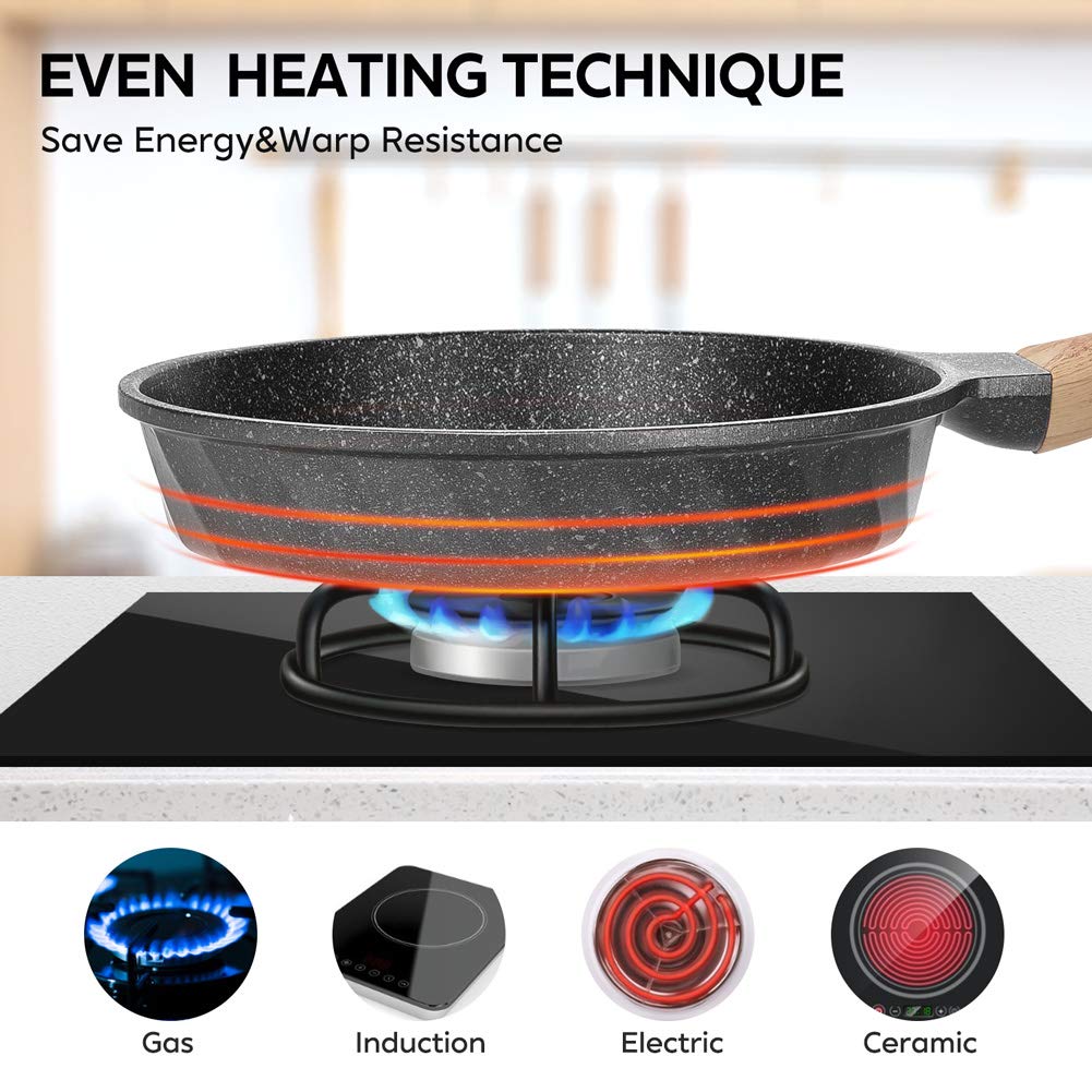 Non-stick Frying Pans Nonstick Frying Pan Set Egg Omelette Pans for Cooking Set, Healthy Ceramic Skillet Set Kitchen Induction Cookware Chef's Pan Gift, 8"&9.5" &11": 3 PCS - 8inch&9.5inch&11inch