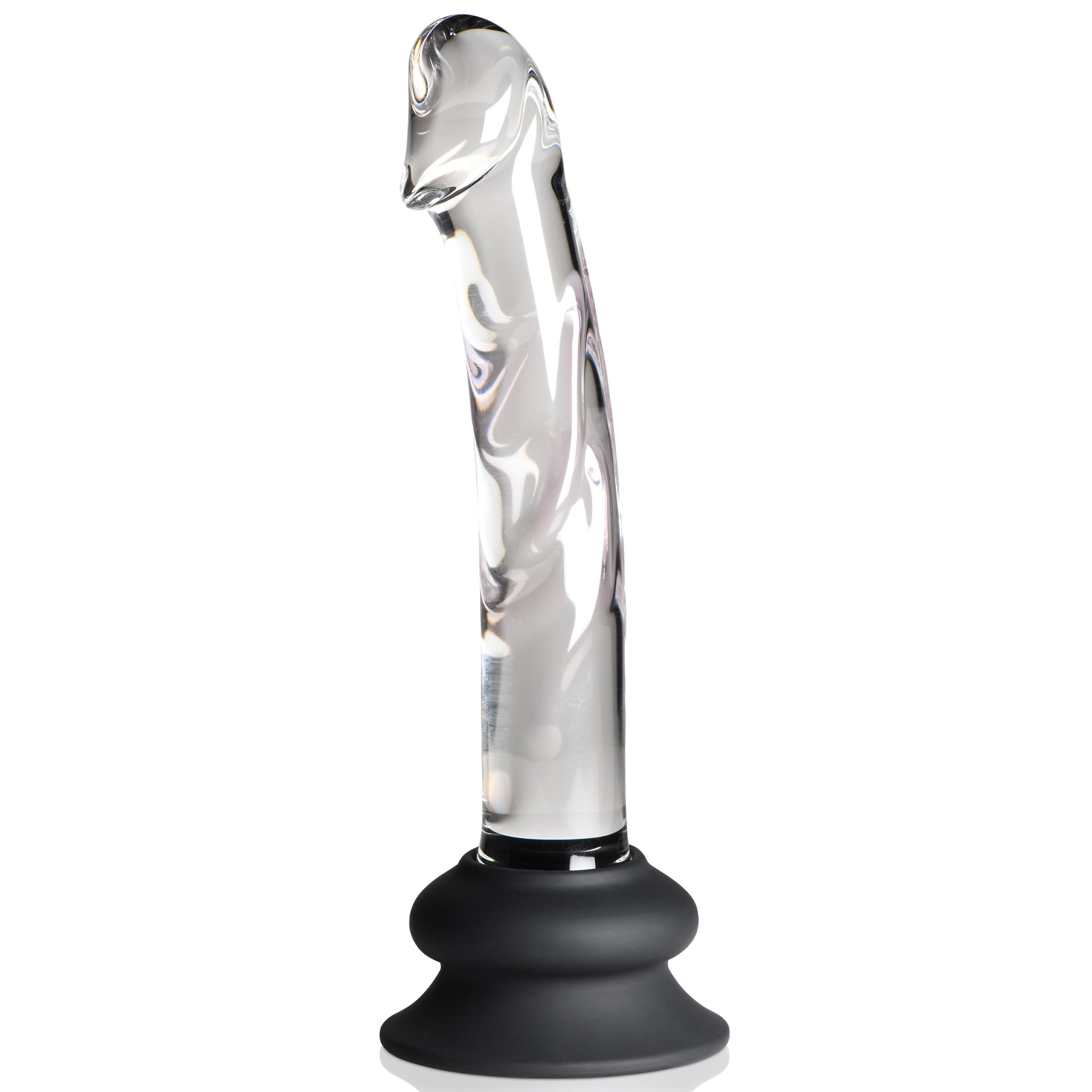 Pleasure Crystals 7" Glass Dildo with Silicone Base for Men, Women & Couples. Realistic Texture, Includes Removable Silicone Suction Cup, Ideal for Temperature Play. 2 Pieces, Clear.: Multi 7 inches