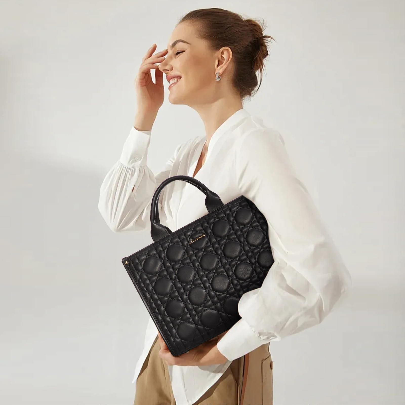 LOVEVOOK Purses and Handbags for Women, Handbags Shoulder Bags Black Purses and PU Leather Top Handles for Lady thumbnail 7
