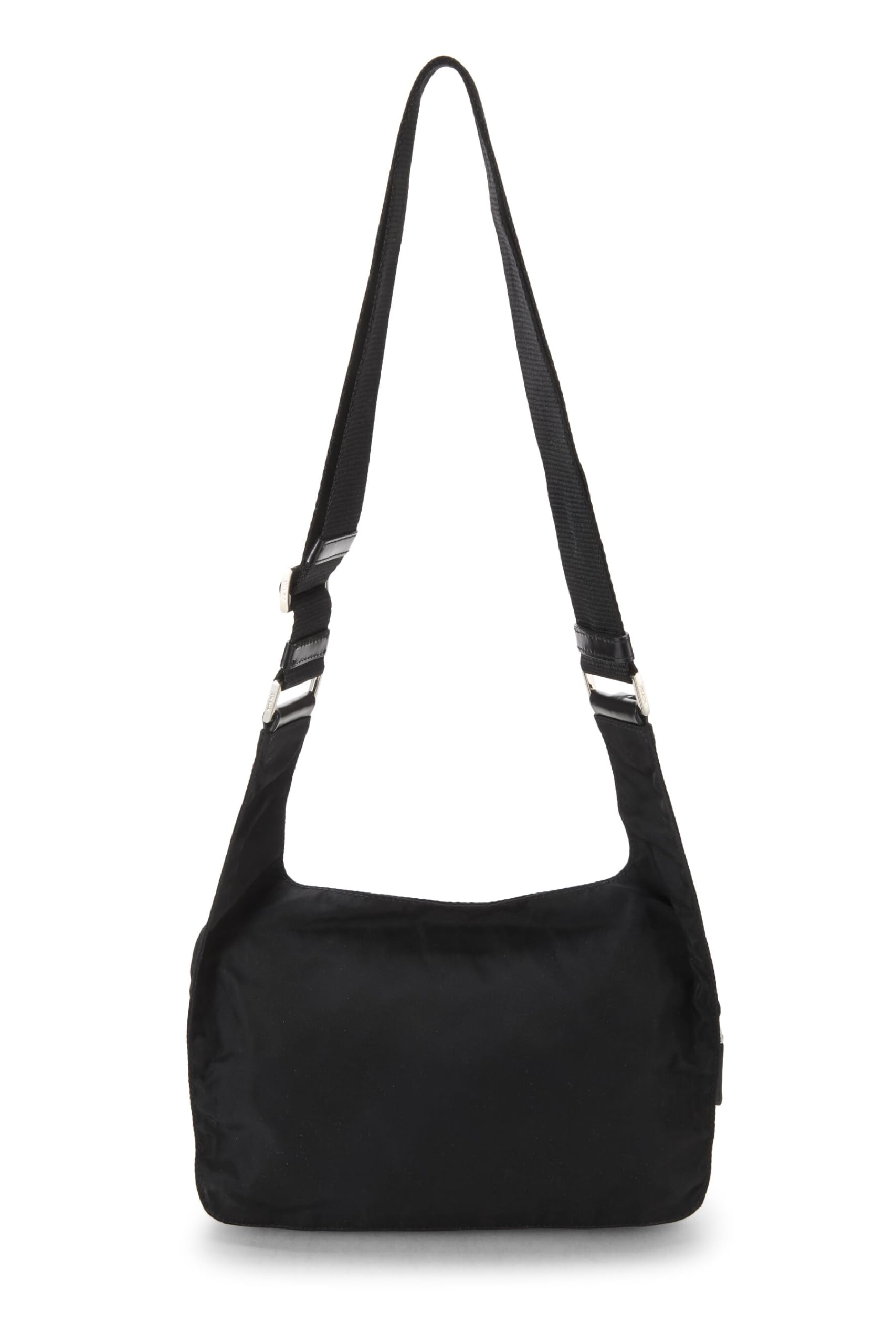 Prada, Pre-Loved Black Nylon Messenger Bag Small, Black: Prada, Pre-Loved Black Nylon Messenger Bag Small, Black