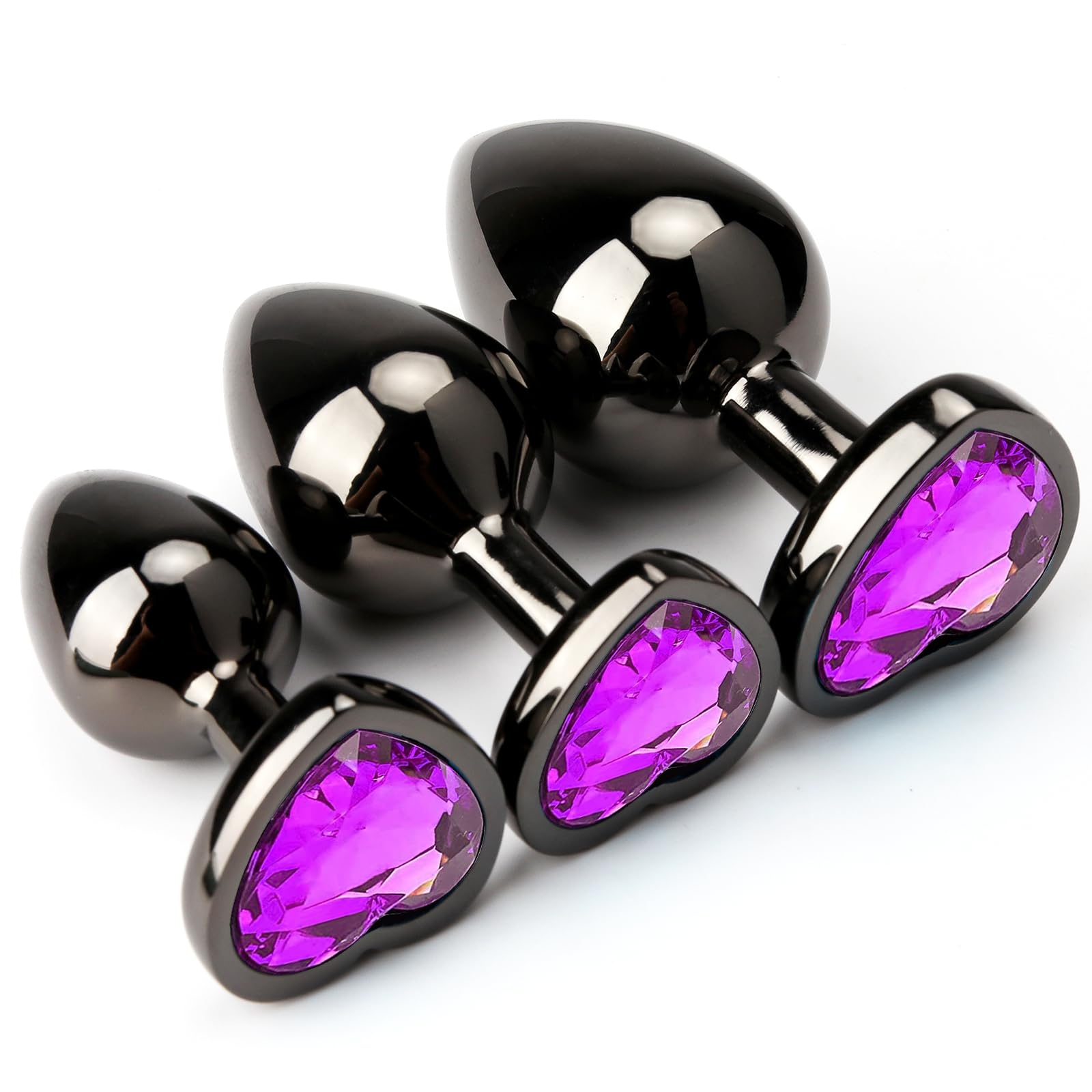 HISIONLEE Anal Plug 3PCS Sex Toys Anal Training Set Metal Butt Plug Adult Trainer Kit Toy with Crystal Diamond S&M Adult Gay Anal Plugs Toy for Beginners Couples Women Men Unisex(): Purple