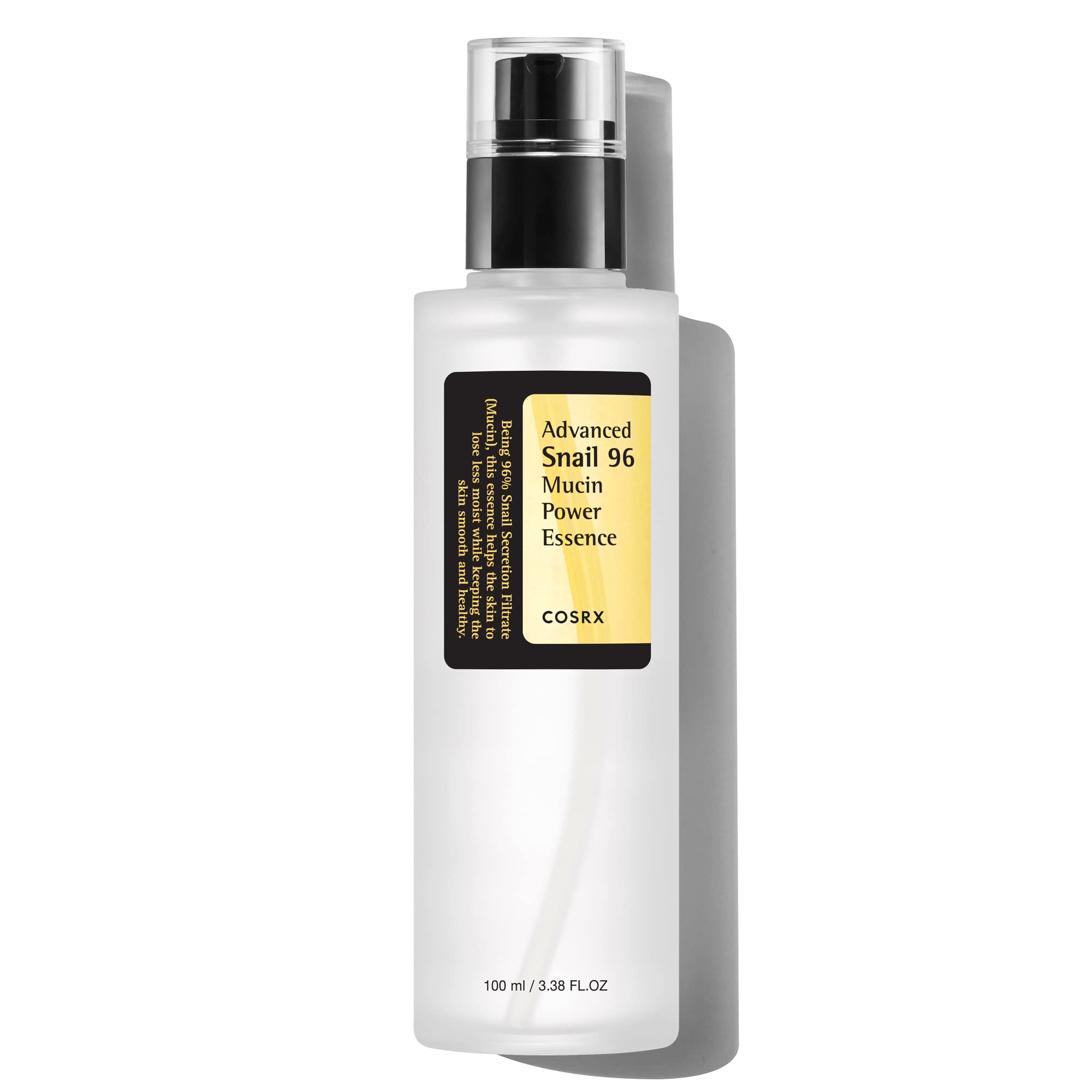 COSRX Snail Mucin 96% Power Repairing Essence 3.38 fl.oz 100ml, Hydrating Serum for Face with Snail Secretion Filtrate for Dull Skin & Fine Lines, Korean Skin Care: 3.35 Fl Oz (Pack of 1)