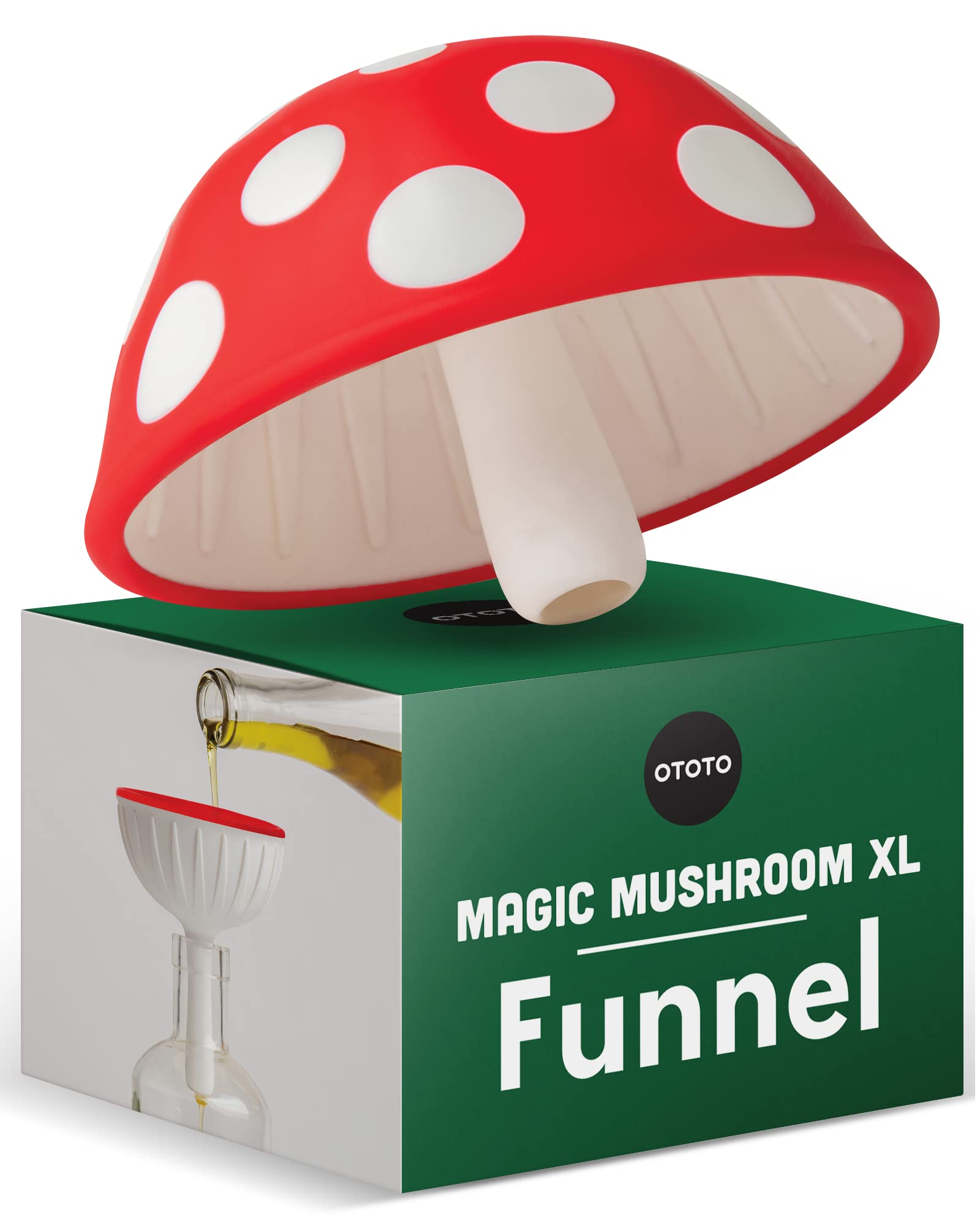 OTOTO Mushroom - Foldable Small Kitchen Funnel with Wide Mouth for Jars. Bottle Liquid Transfer - Silicone, 100% Food Safe, BPA Free, Dishwasher Safe: Magic Mushroom Xl