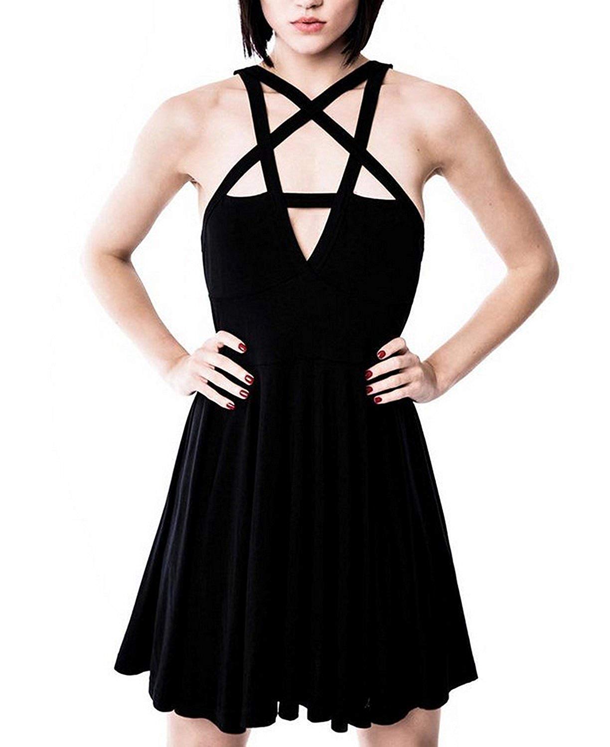Fashion Dress Gothic Vintage Romantic Casual Goth Dress for Women: Small Black
