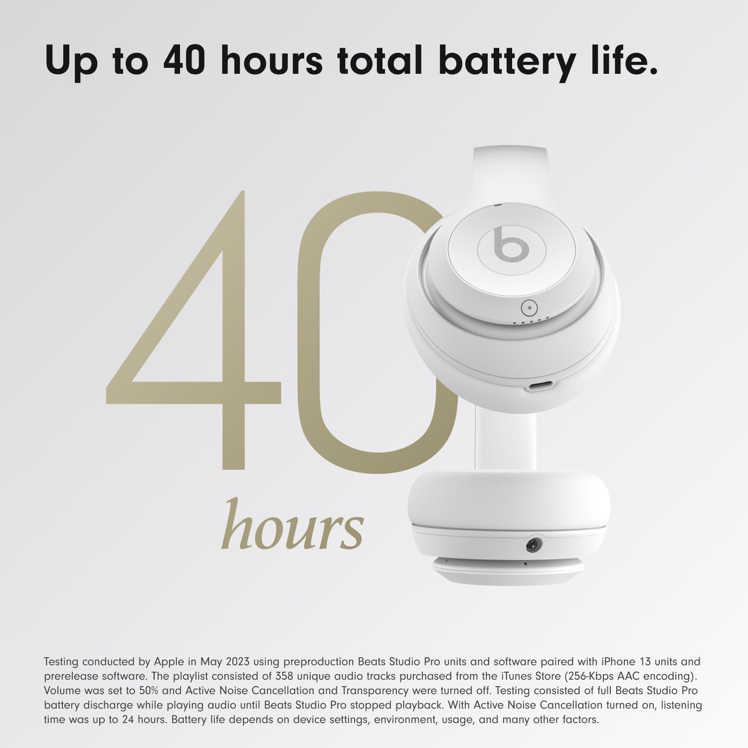 Beats Studio Pro x Kim Kardashian - Bluetooth Noise Cancelling Headphones with AppleCare+ (2 Years) - Moon: Matte White Studio Pro &amp; Power Adapter Without AppleCare+