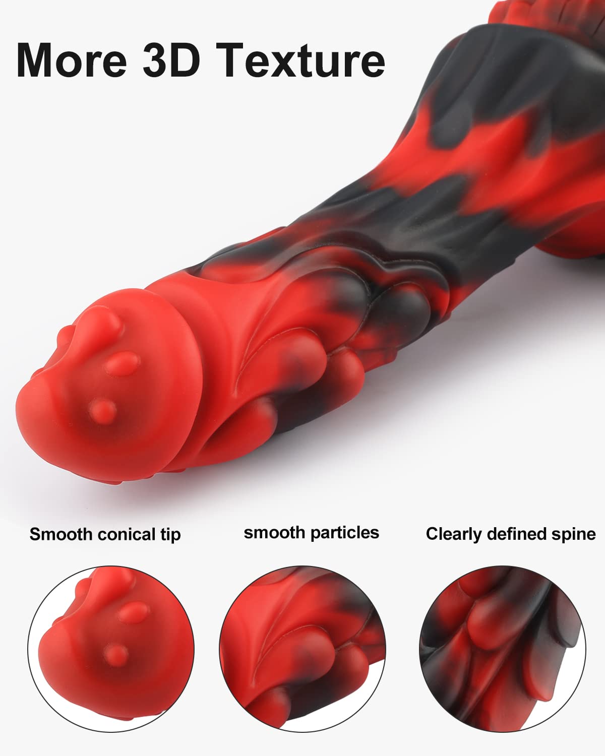 Sex Toy Realistic Silicone Dildo, 8.2 Inch Dragon Lifelike Fantasy Dildo, Soft Liquid Material Dildo with Textured for G-Spot Pleasure, Body Safe Material Adult Sex Toys for Women Men and Couple: Red&amp;Black
