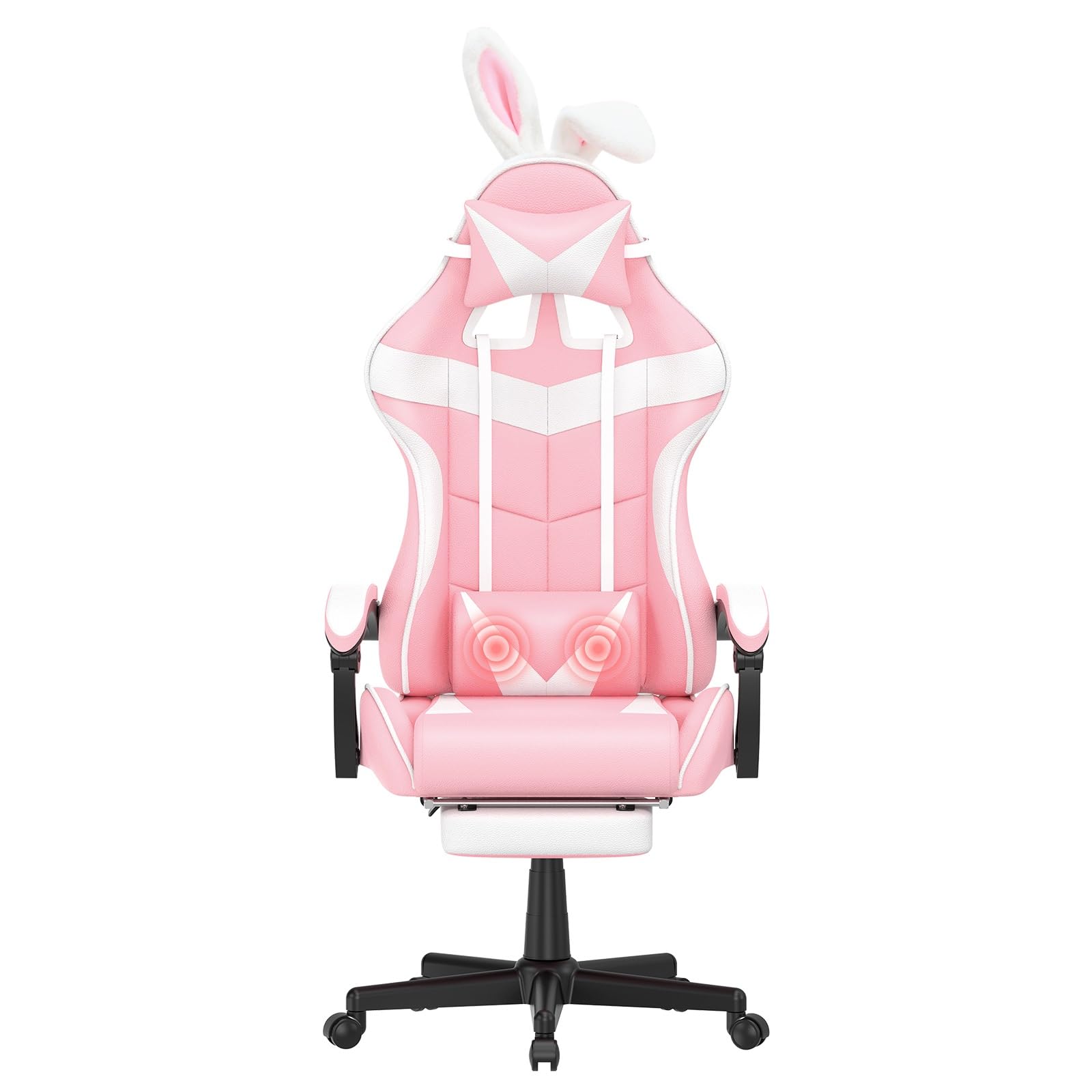 Soontrans Pink Gaming Chair with Footrest,Lovely Bunny Computer Gamer Chair,Gamer Desk Chair for Granddaughter,Sister,Girlfriend,Wife and Love (Pink) thumbnail 8