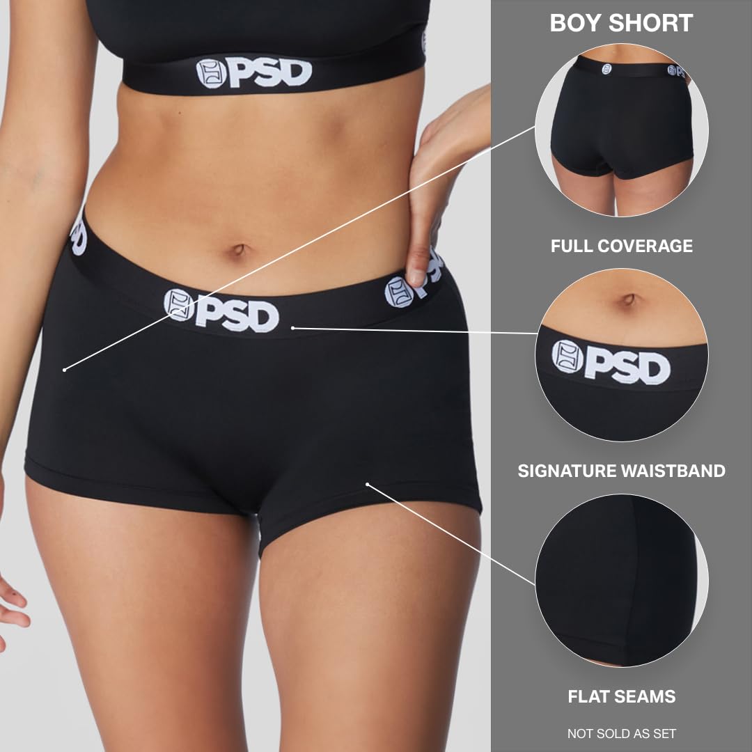 PSD Women's Basic Solid Boy Shorts - Full Coverage Women's Underwear - Comfortable Stretch Panties for Women: X-Large Holiday Mood 3-pack